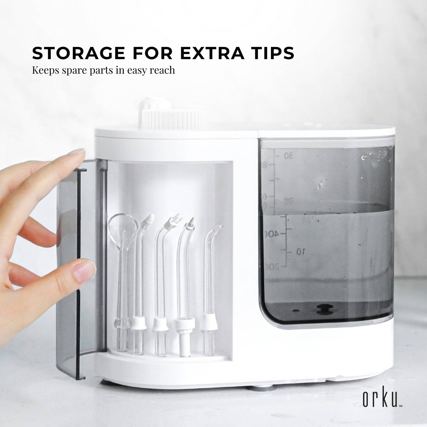Orku 1000ml Water Flosser Electric Oral Irrigator - Adjustable Pressure White