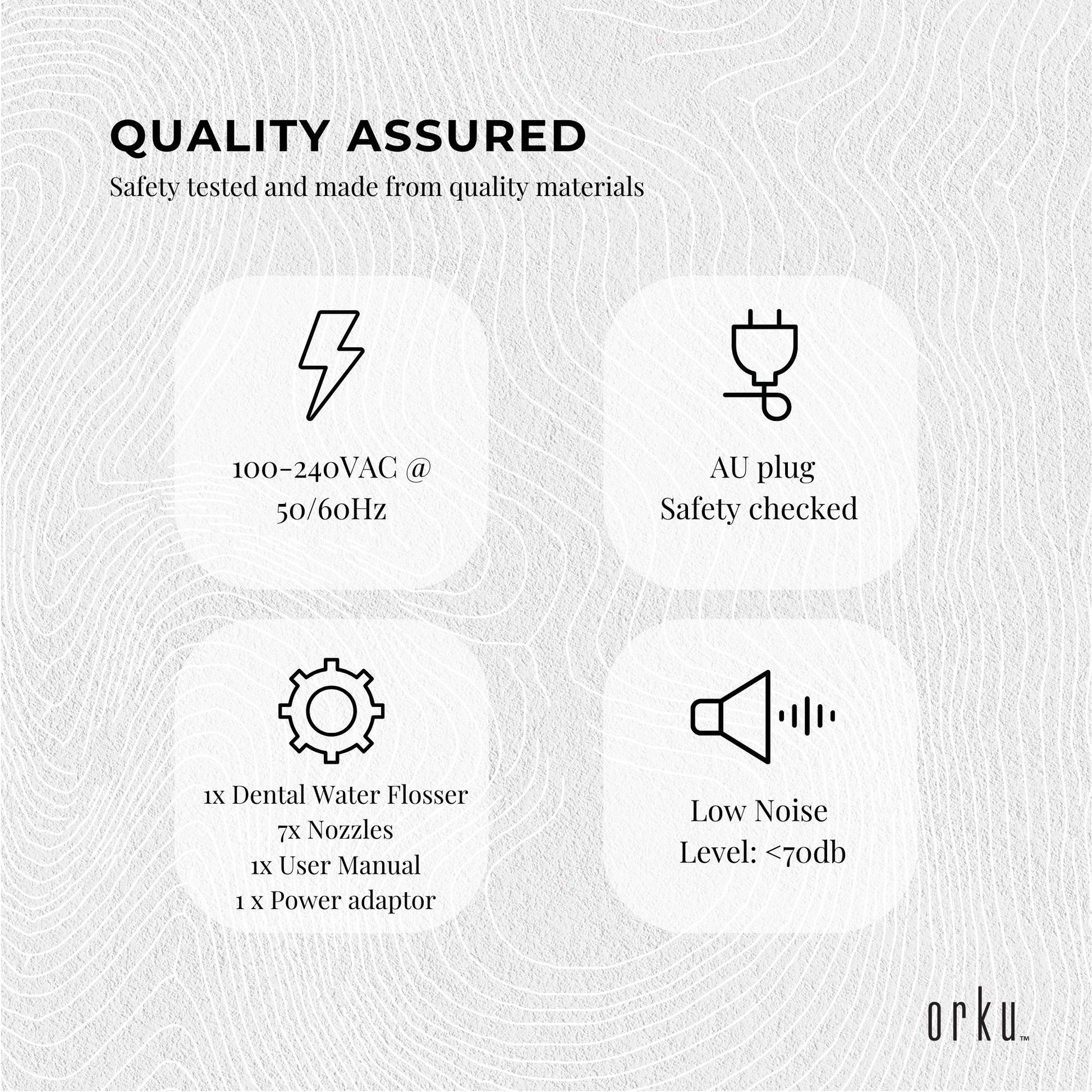 Orku 1000ml Water Flosser Electric Oral Irrigator - Adjustable Pressure White