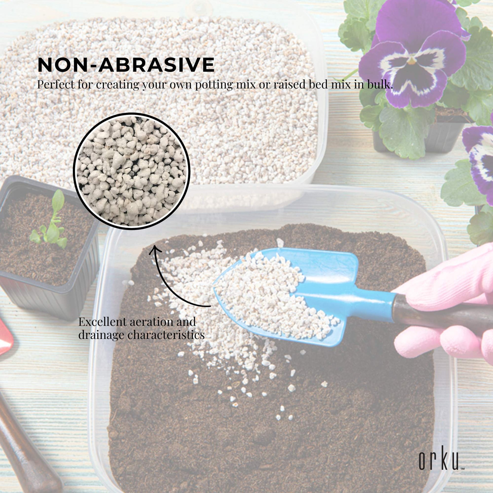 Orku 100L Coarse Perlite Soil Additive - Drainage Aeration Growing Medium Bulk