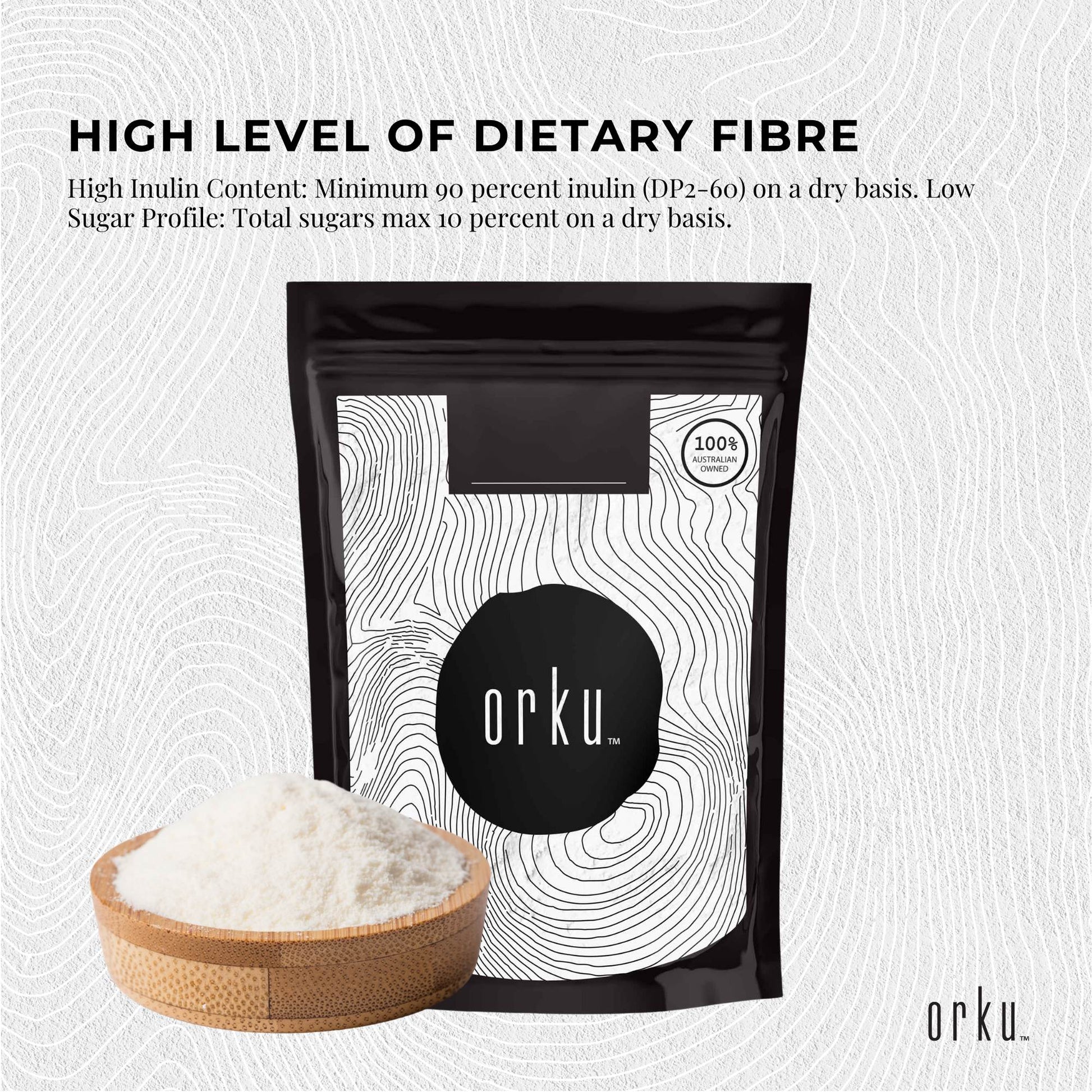 Orku 100g Chicory Root Inulin Powder - Unflavoured Food Ingredient