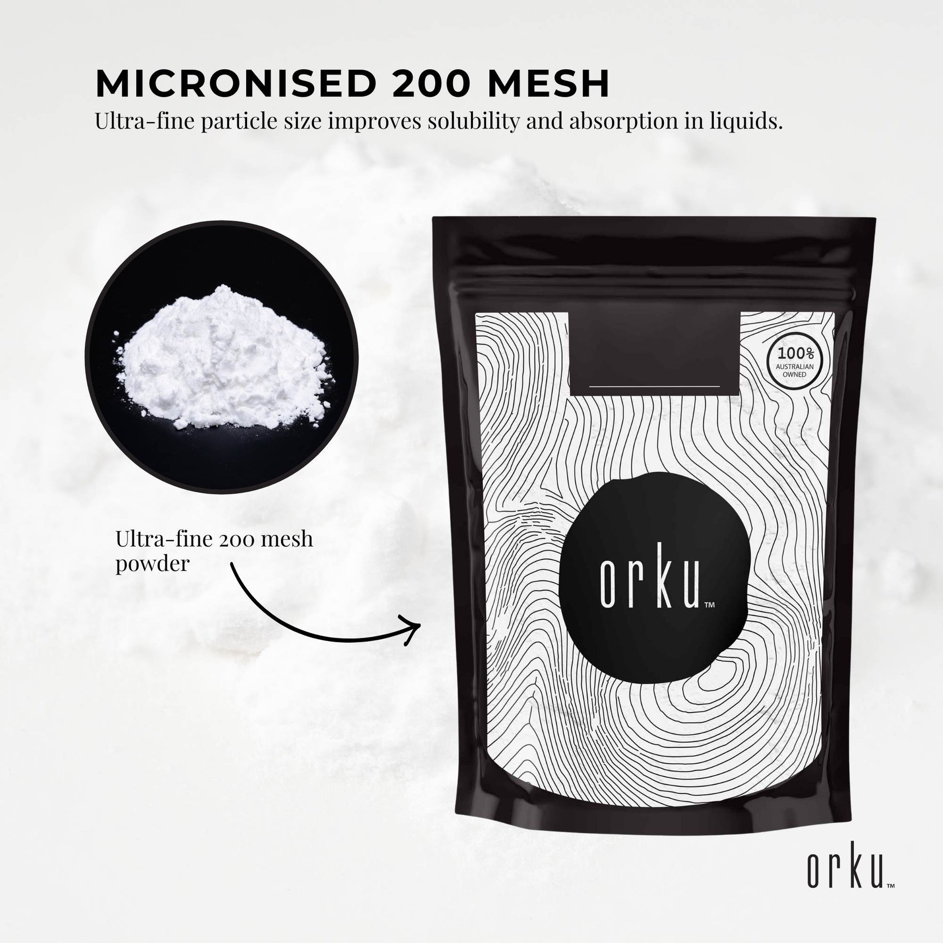 Orku 100g Creatine Monohydrate Powder 200 Mesh Micronised 99.9% Pure