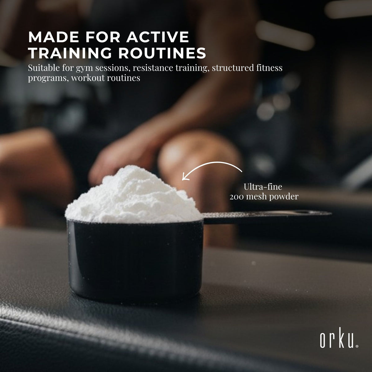 Orku 400g Creatine Monohydrate Powder 200 Mesh Micronised 99.9% Pure