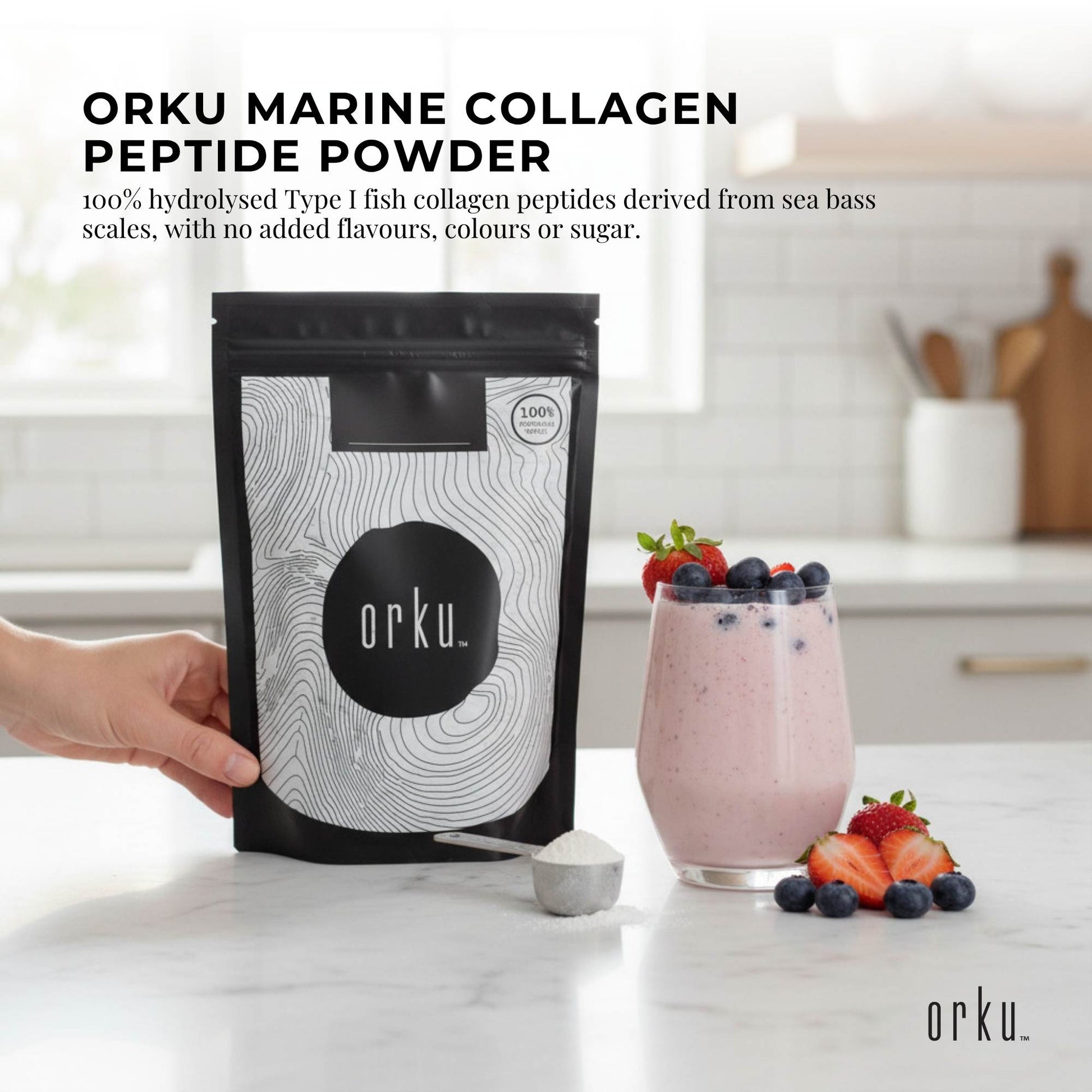 Orku 400g Marine Collagen Peptide Powder - Pure Type I Hydrolysed Protein