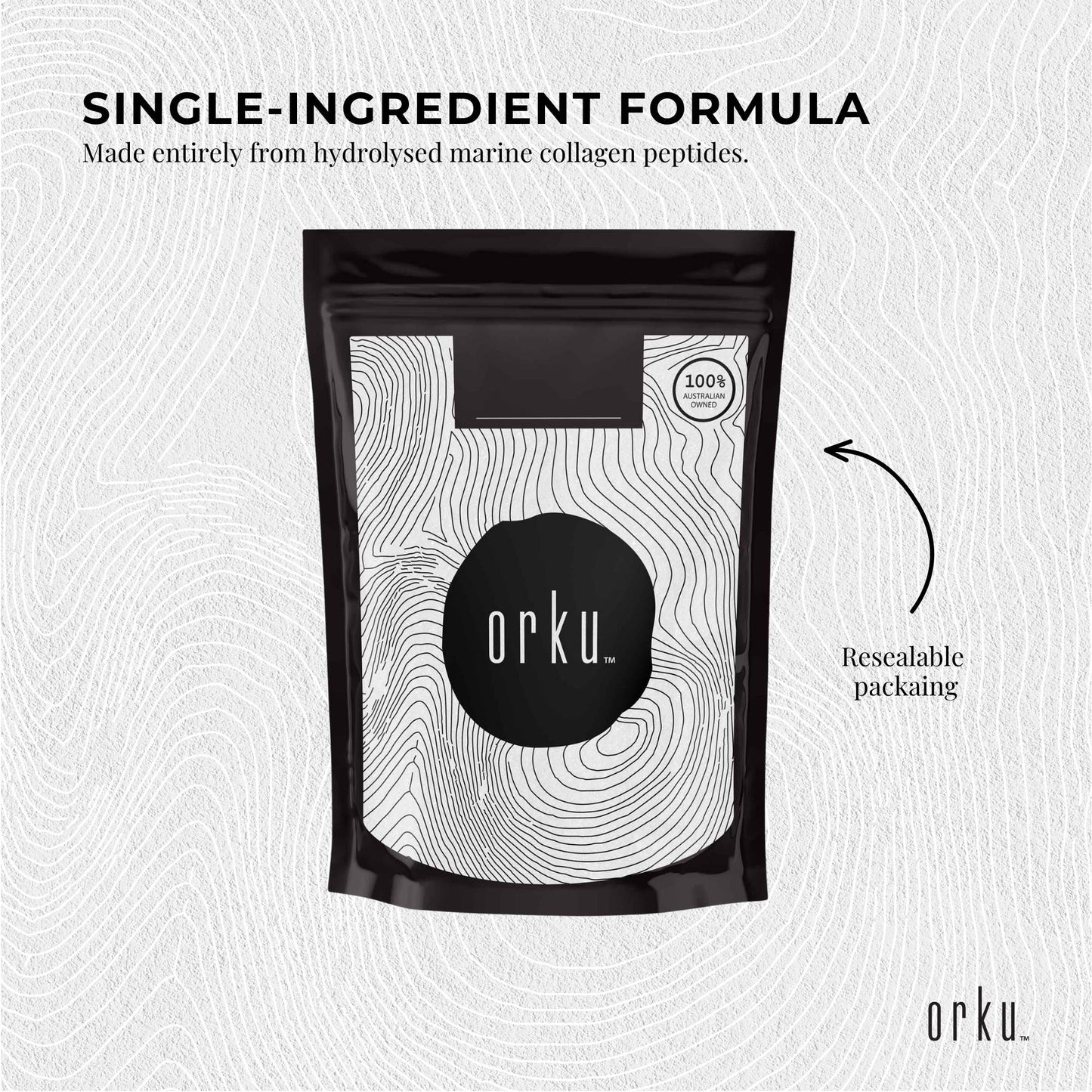 Orku 400g Marine Collagen Peptide Powder - Pure Type I Hydrolysed Protein