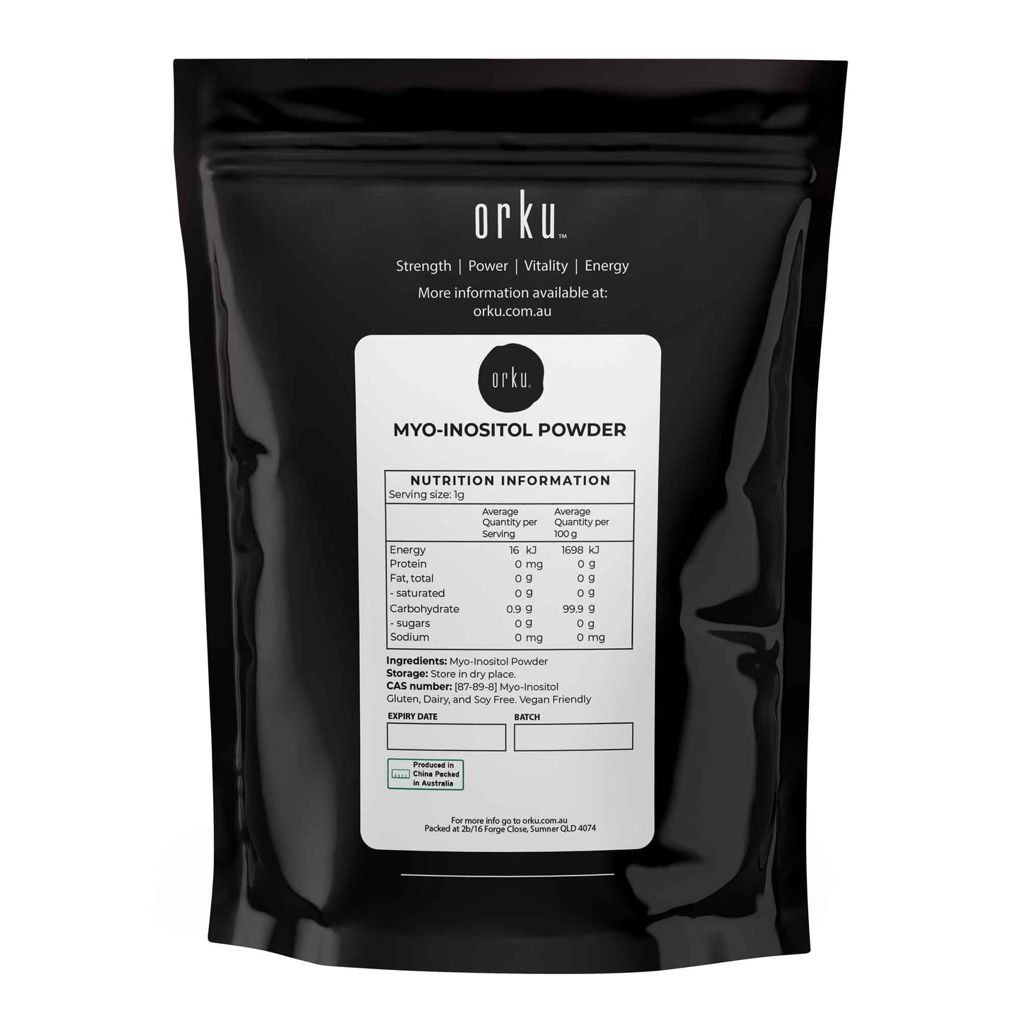 Orku 100g Myo Inositol Powder - USP Grade High Purity Unflavoured