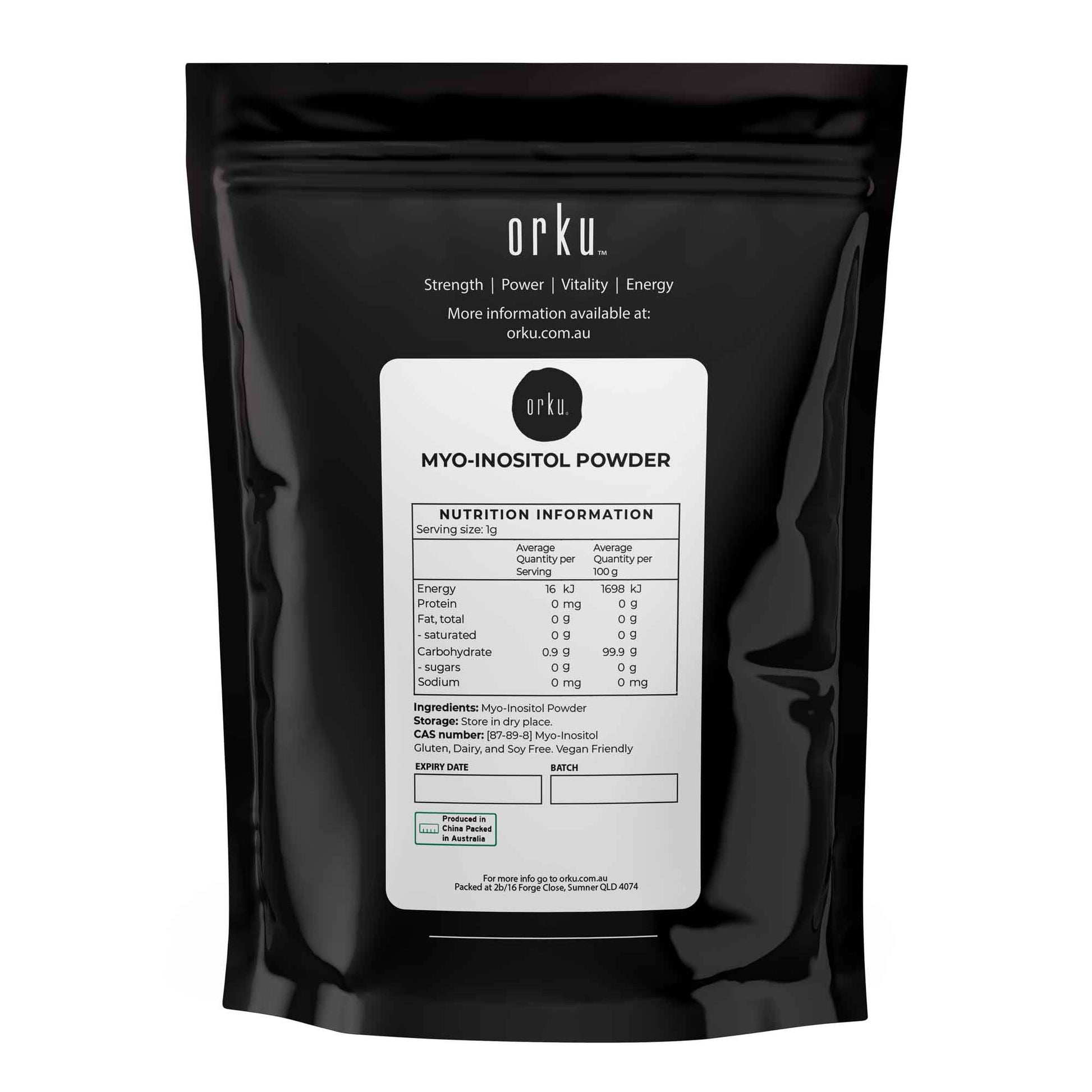 Orku 100g Myo Inositol Powder - USP Grade High Purity Unflavoured