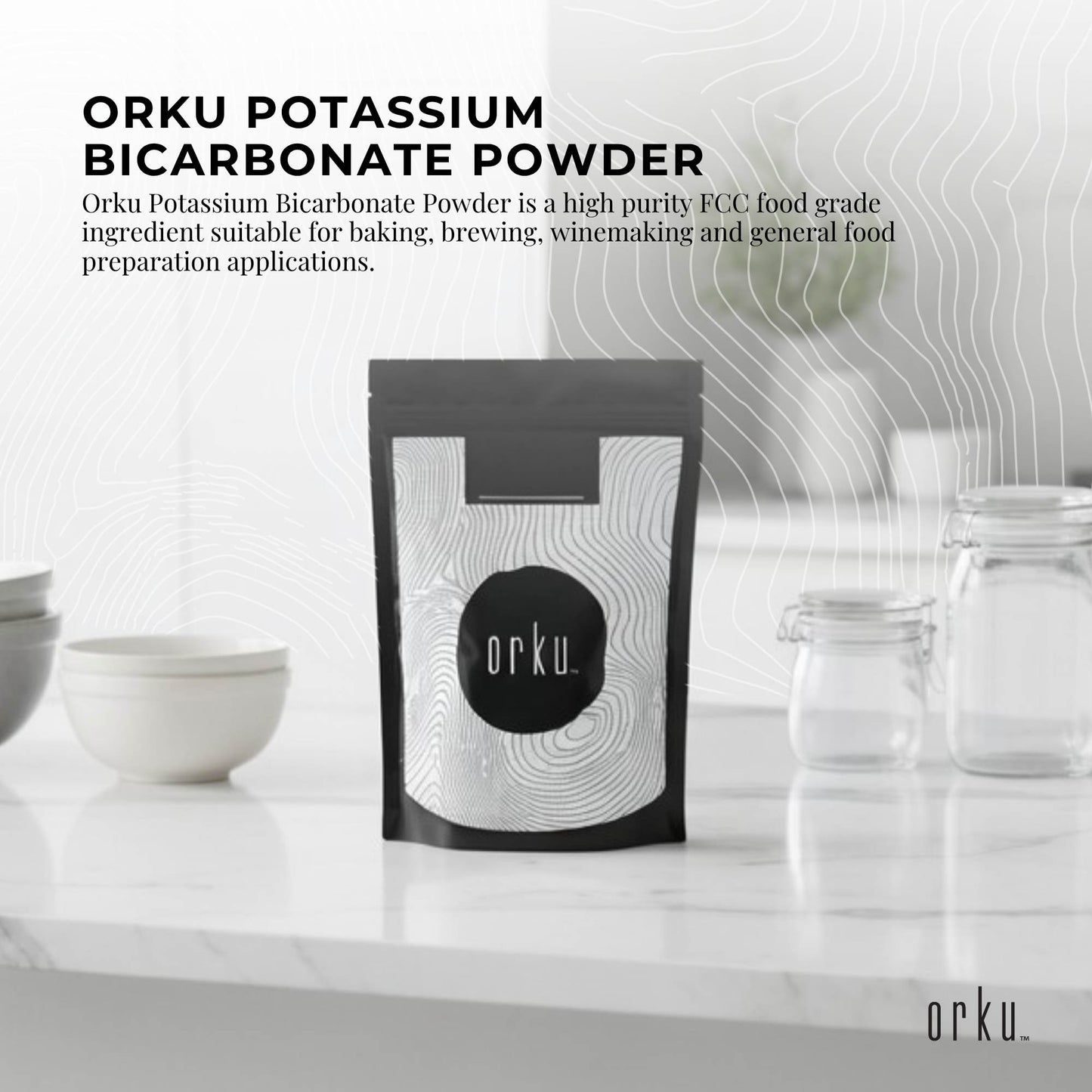 Orku 100g Potassium Bicarbonate Powder - Food Grade Pure FCC Brewing Baking