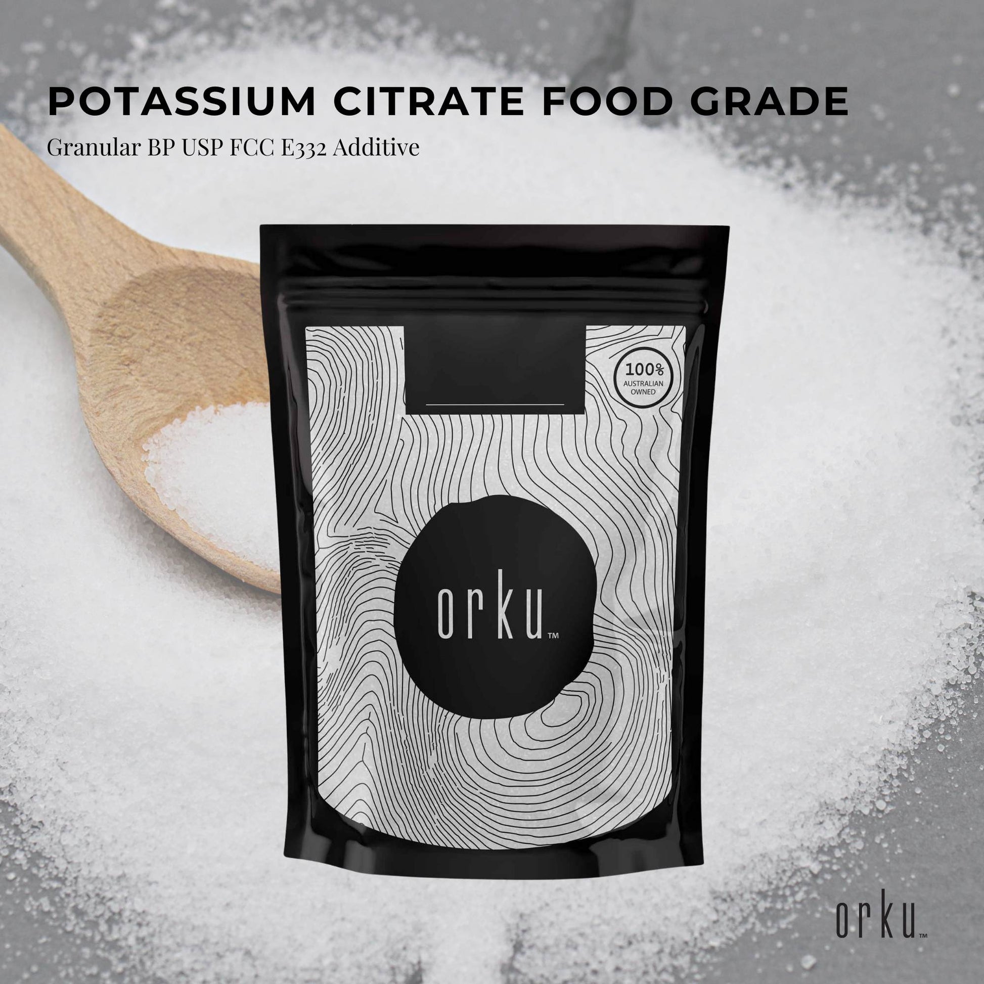 Orku 100g Potassium Citrate Food Grade - Granular BP USP FCC E332 Additive