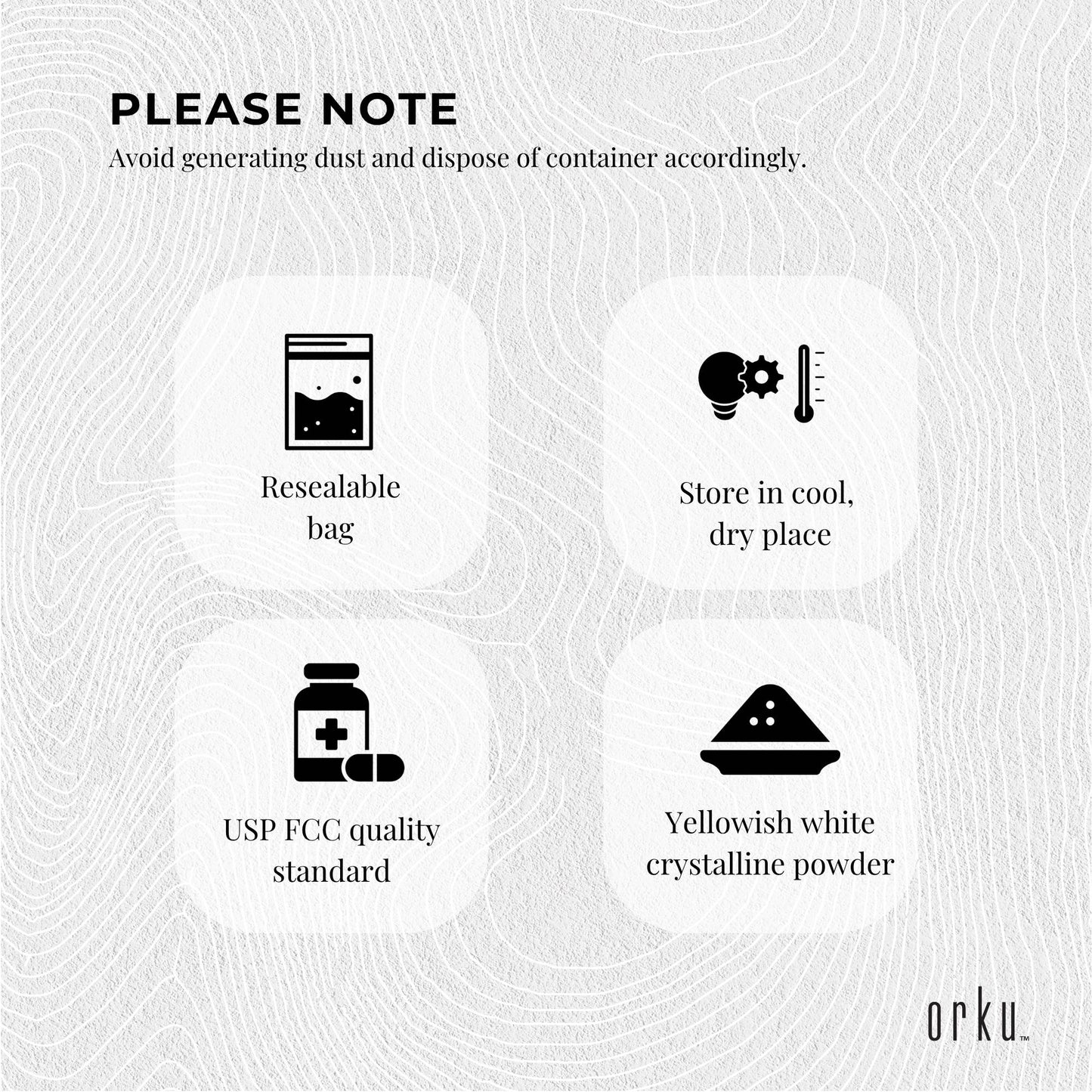 Orku 100g Sodium Ascorbate - High Purity Soluble Crystalline Powder Ingredient