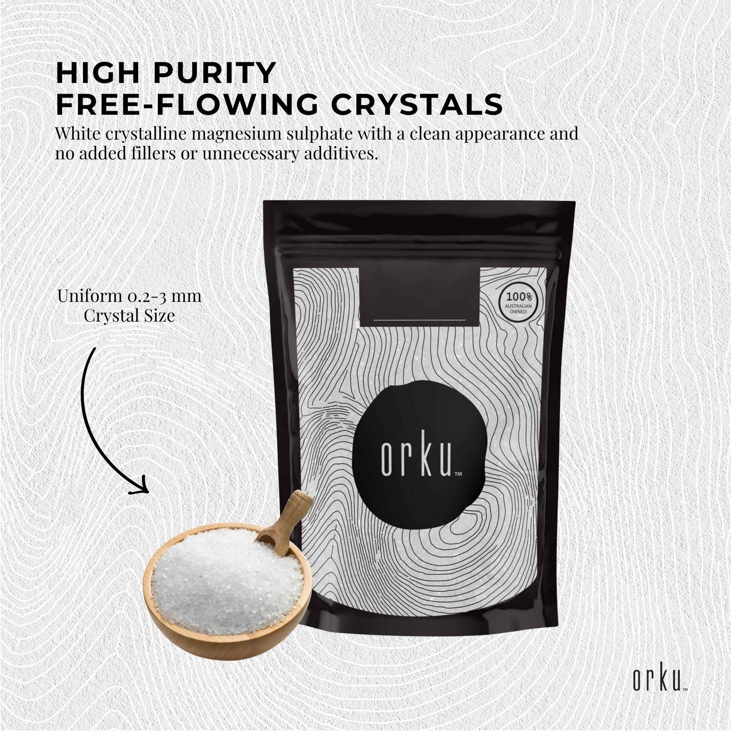 Orku 100g USP Epsom Salt Crystals Magnesium Sulphate - Bath Soak Salts