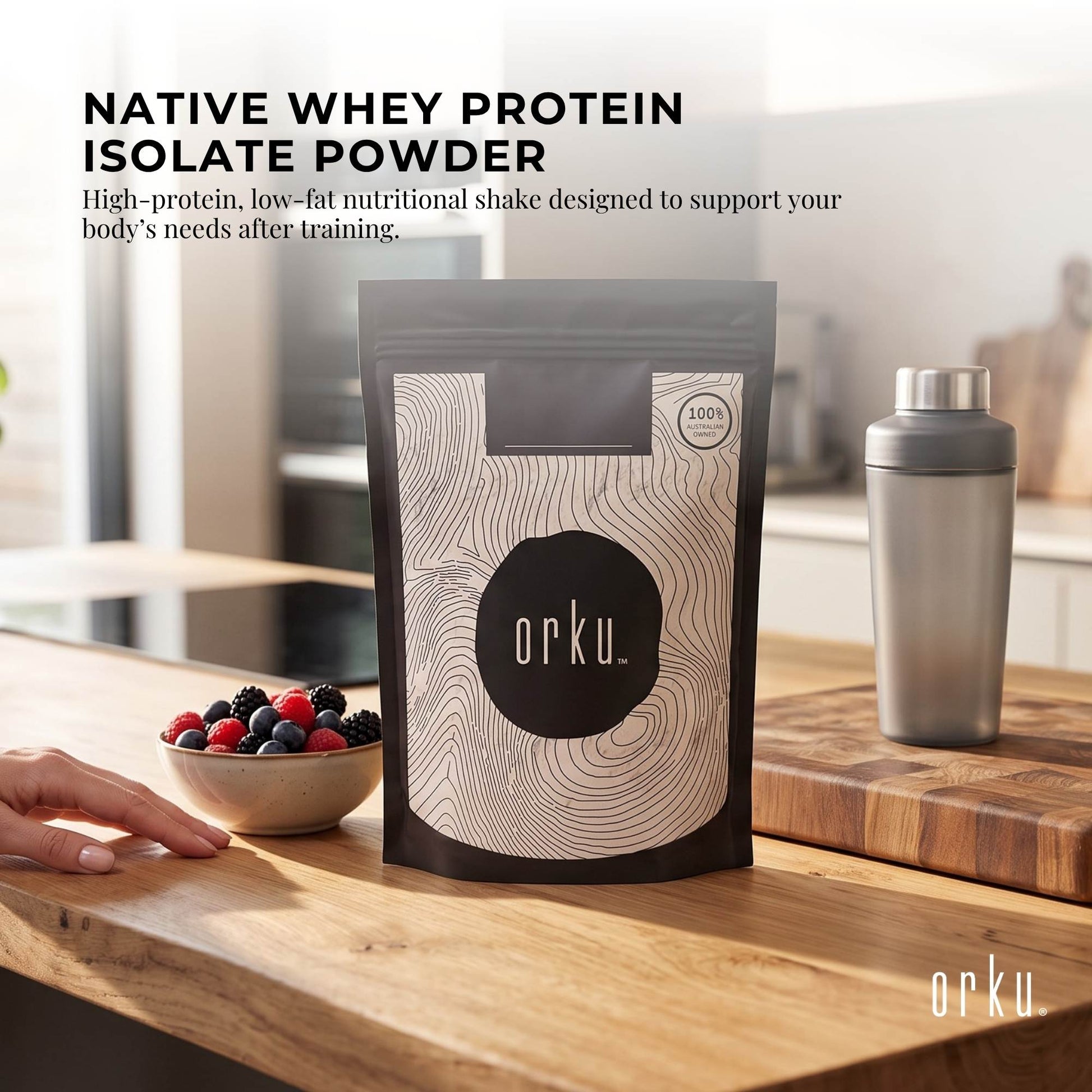 Orku 100g Whey Protein Isolate Powder WPI 90% Unflavoured Native Bag