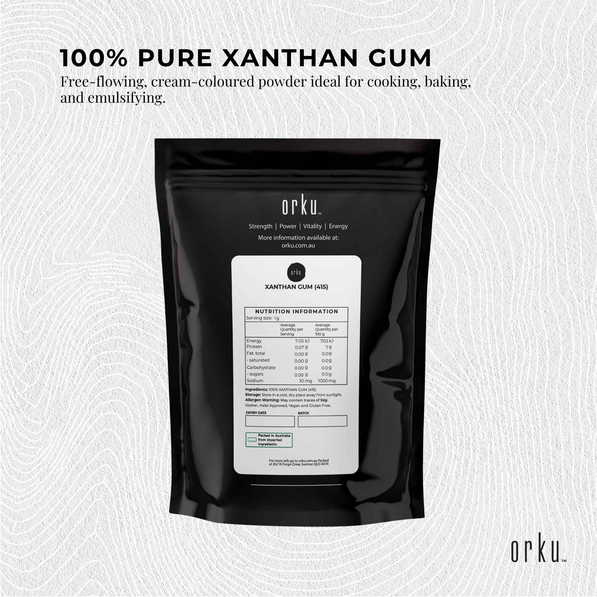 Orku 100g Xanthan Gum Thickener Pure Fine Powder 200 Mesh FCC E415 Food Additive