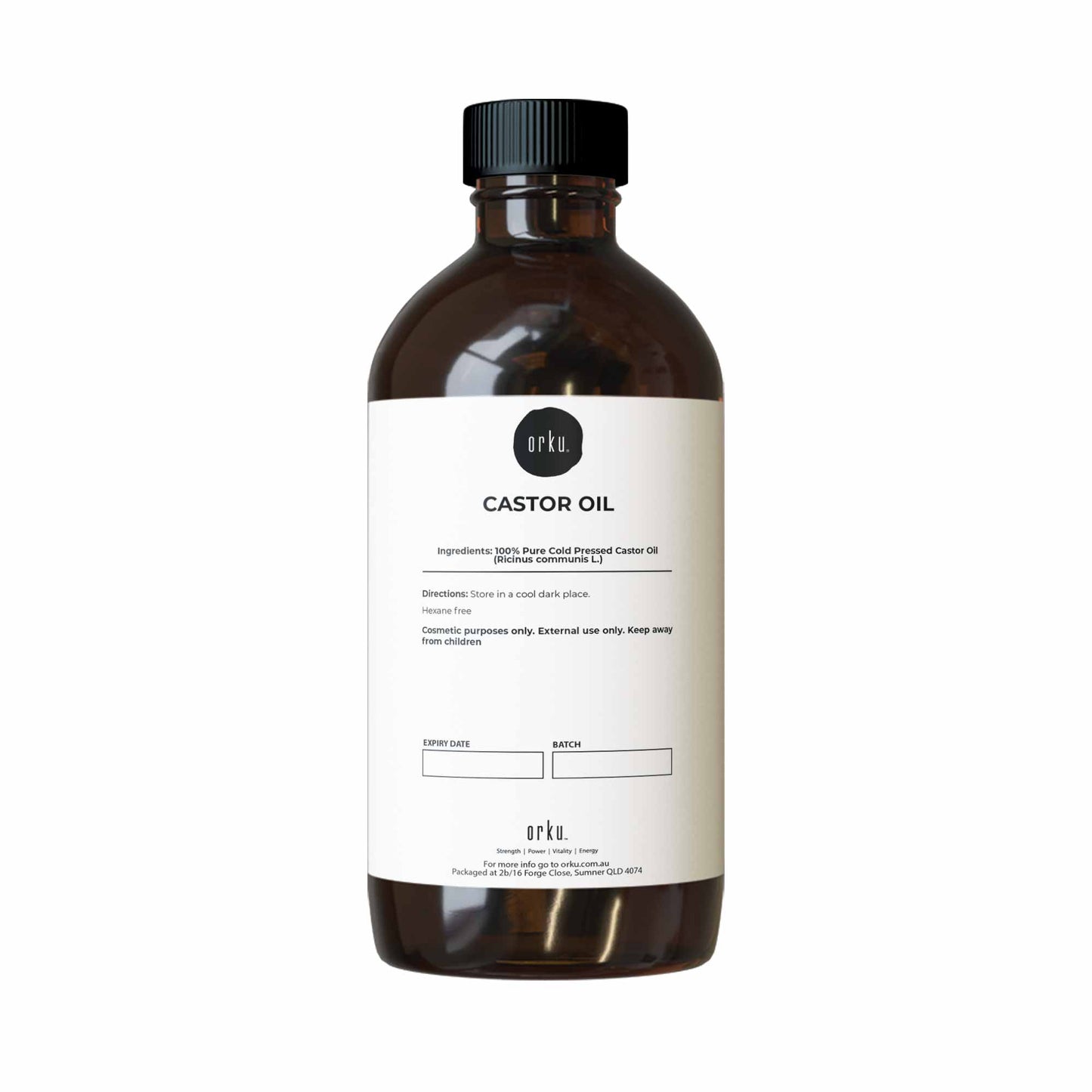 Orku 100ml Castor Oil Cold Pressed Virgin Hexane Free