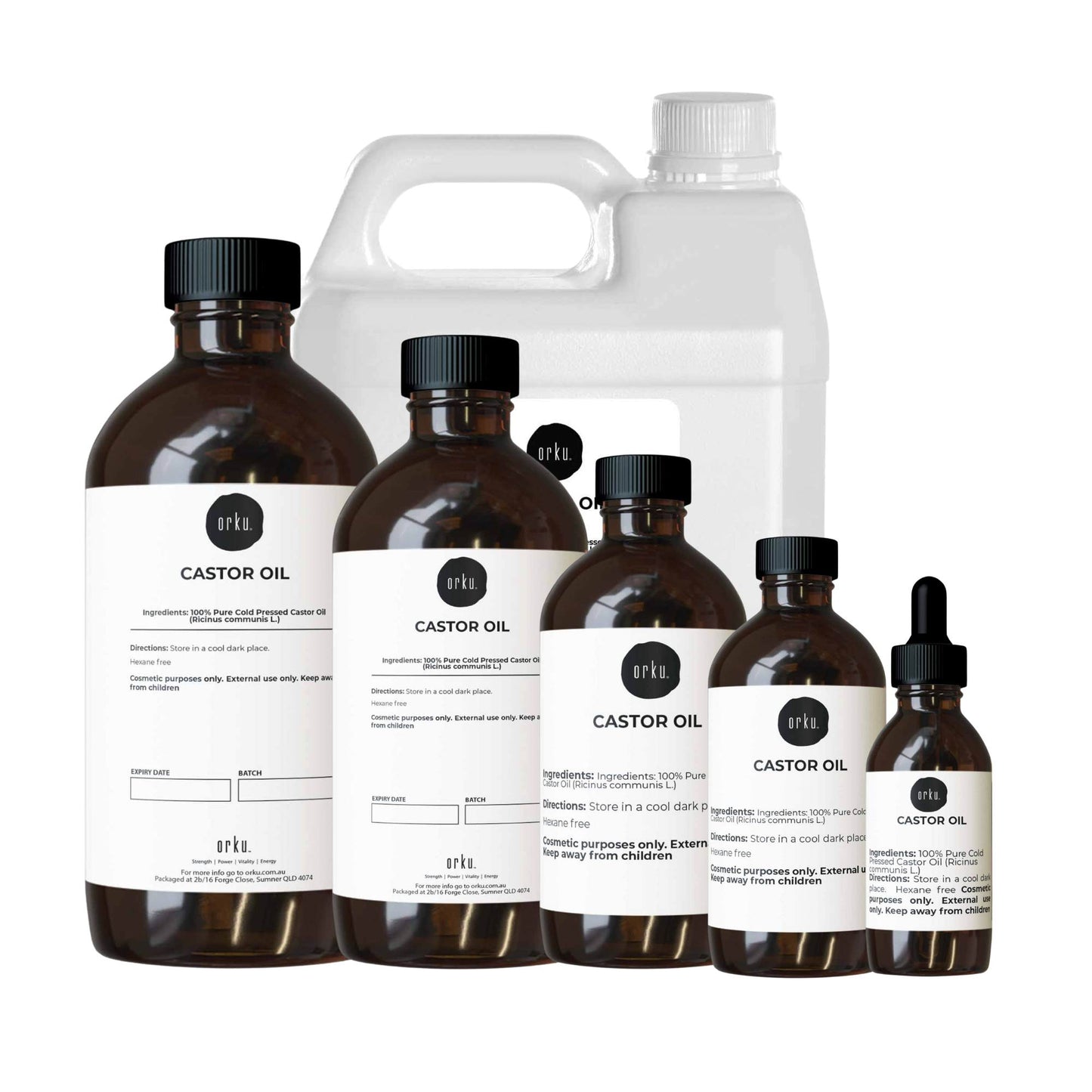 Orku 100ml Castor Oil Cold Pressed Virgin Hexane Free