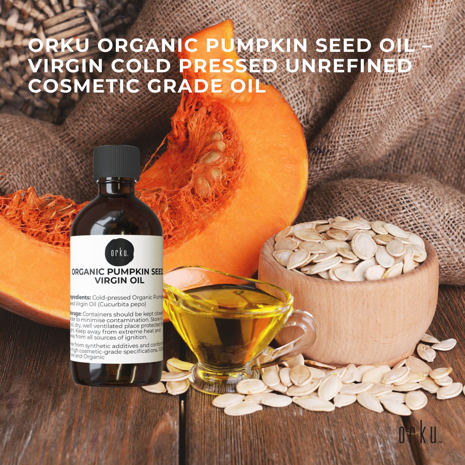 Orku 100ml Organic Pumpkin Seed Virgin Oil Cold Pressed Cosmetic Grade