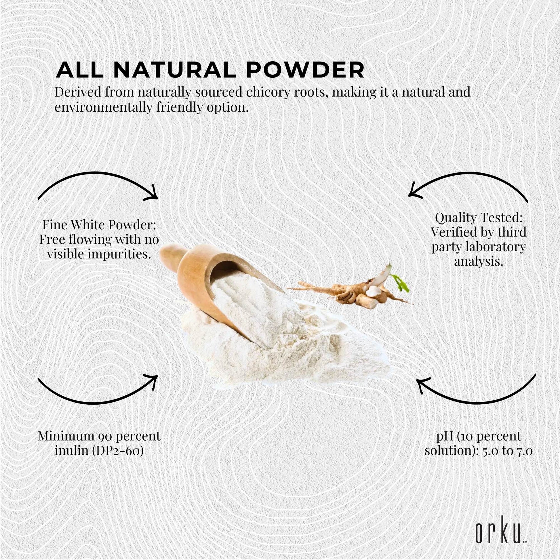 Orku 10Kg Chicory Root Inulin Powder - Unflavoured Food Ingredient