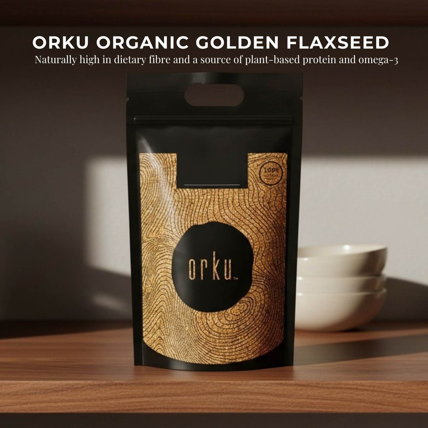 Orku 10Kg Organic Golden Linseed Flaxseed Whole Grain Non GMO Bulk