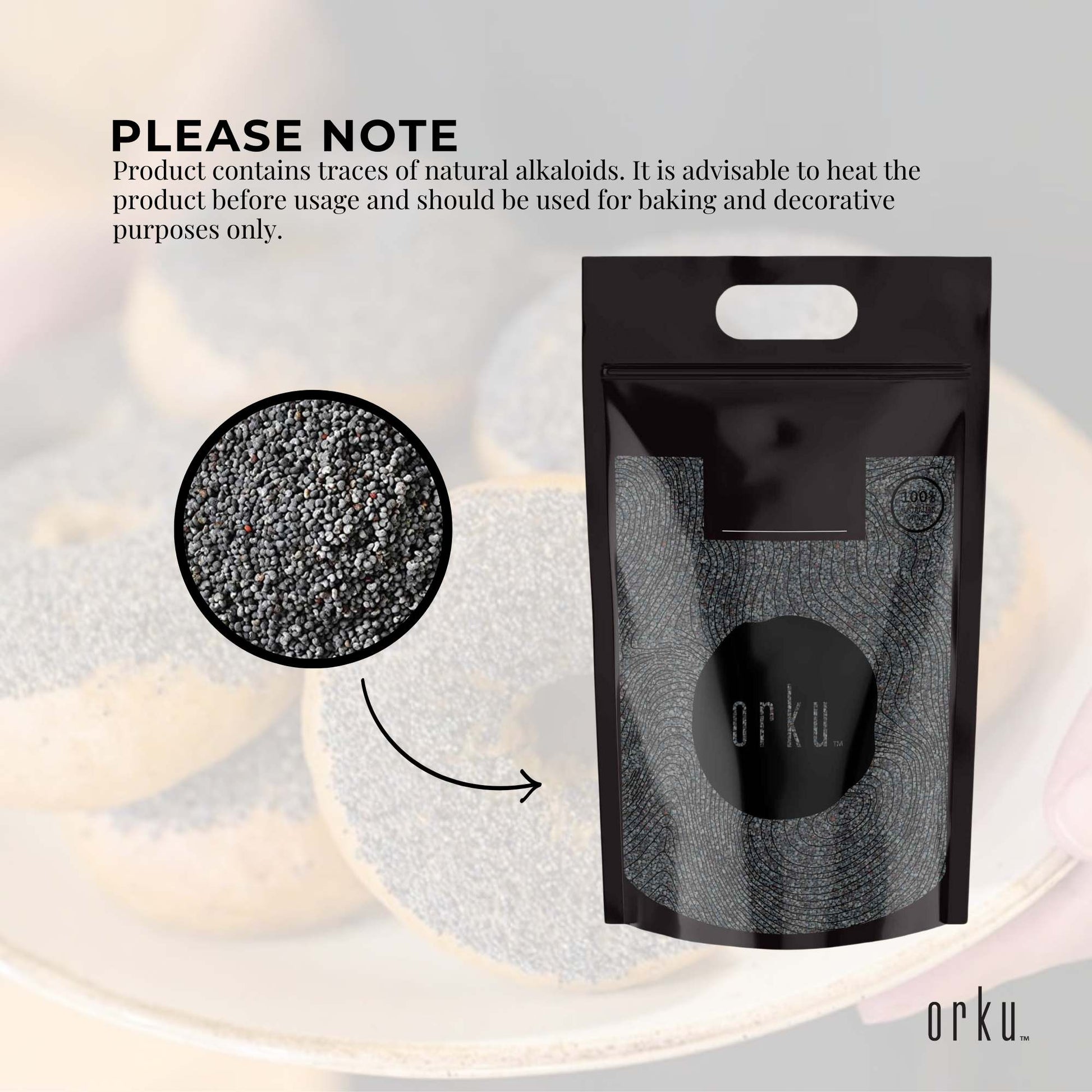 Orku 10Kg Poppy Seeds Unwashed Papaver Somniferum For Baking and Decorating
