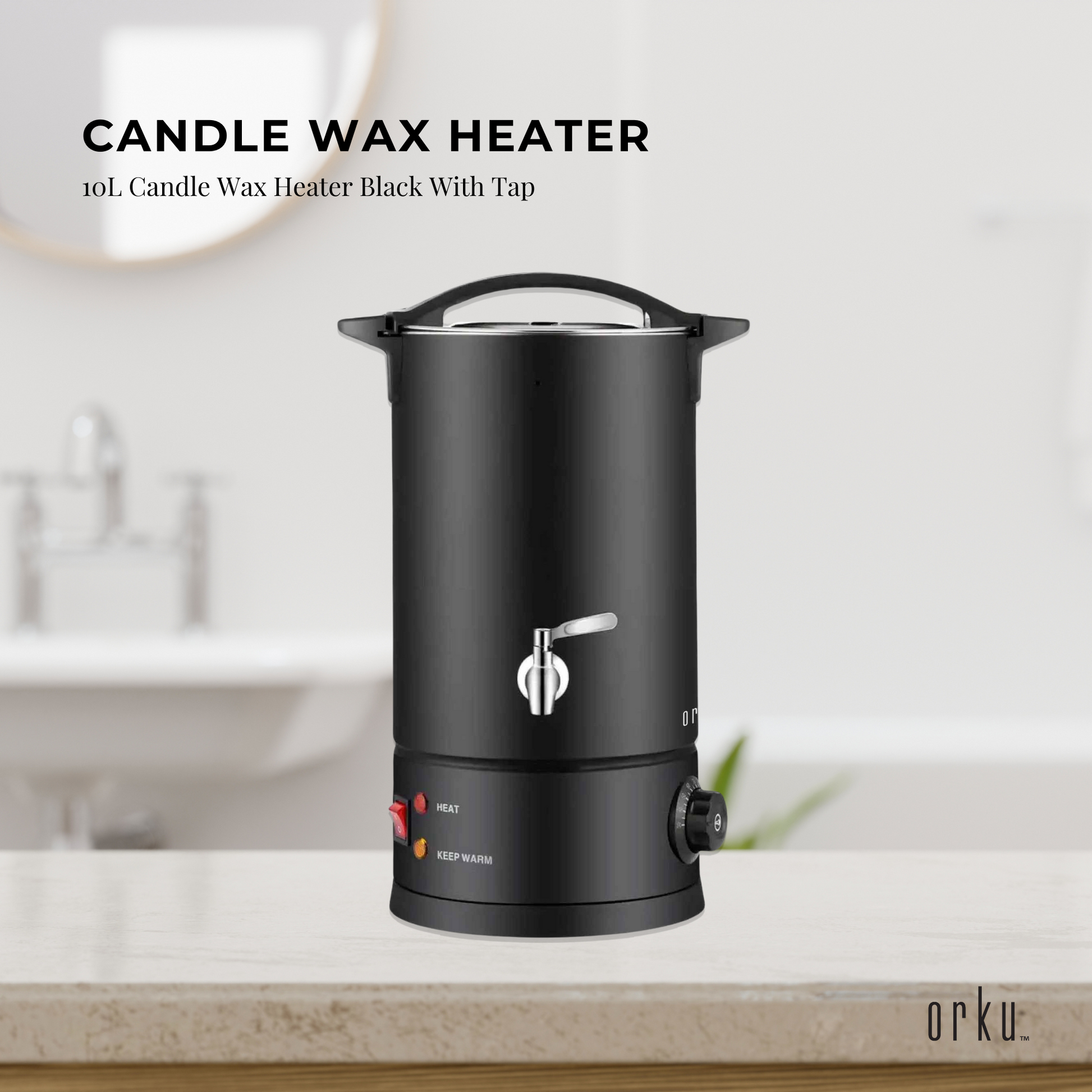 Orku 10L Electric Candle Wax Heater Melter With Tap for Candle Making Black
