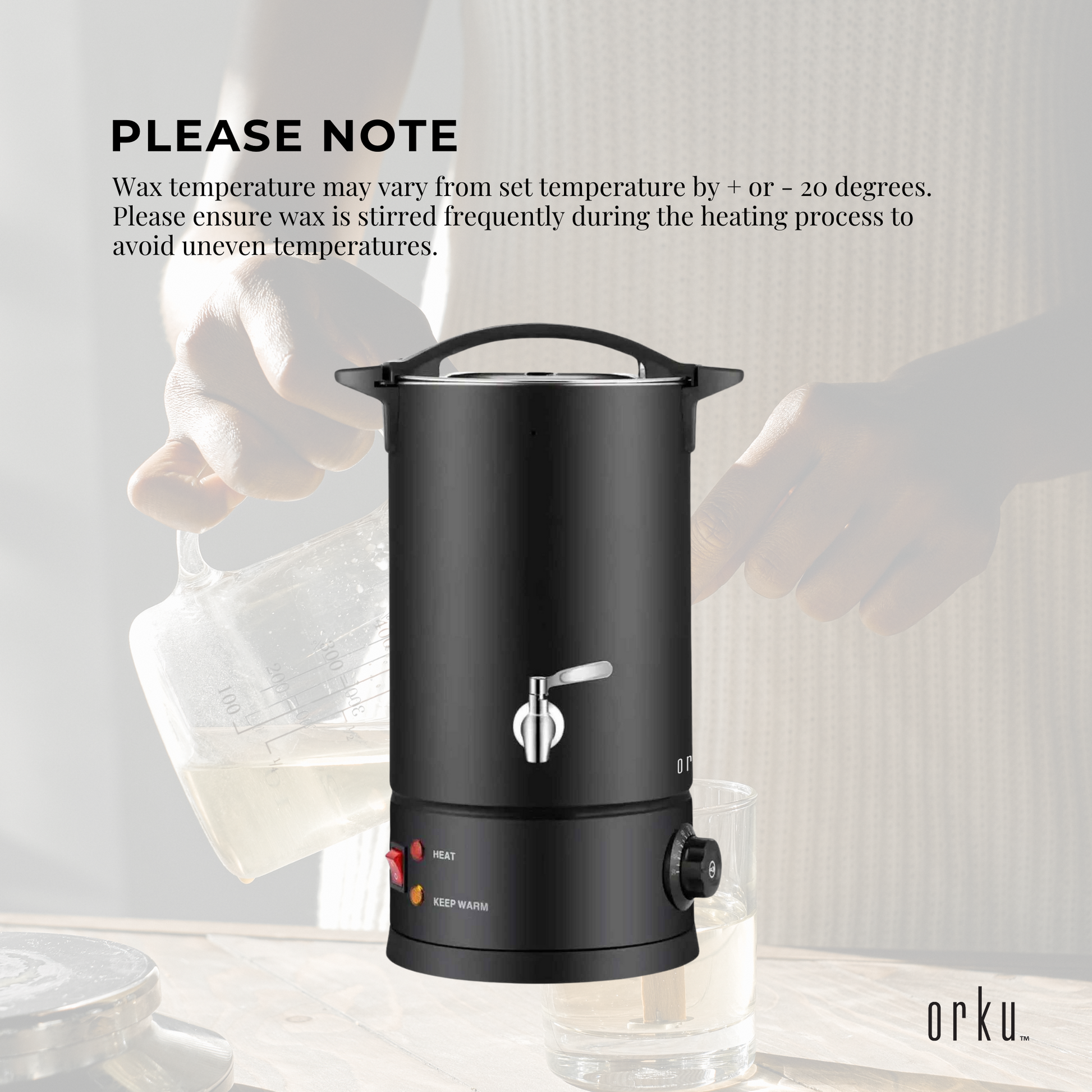 Orku 10L Electric Candle Wax Heater Melter With Tap for Candle Making Black
