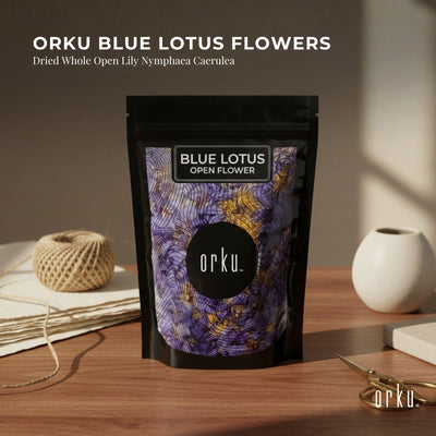 Orku 10g Blue Lotus Flowers - Dried Whole Open Lily Nymphaea Caerulea