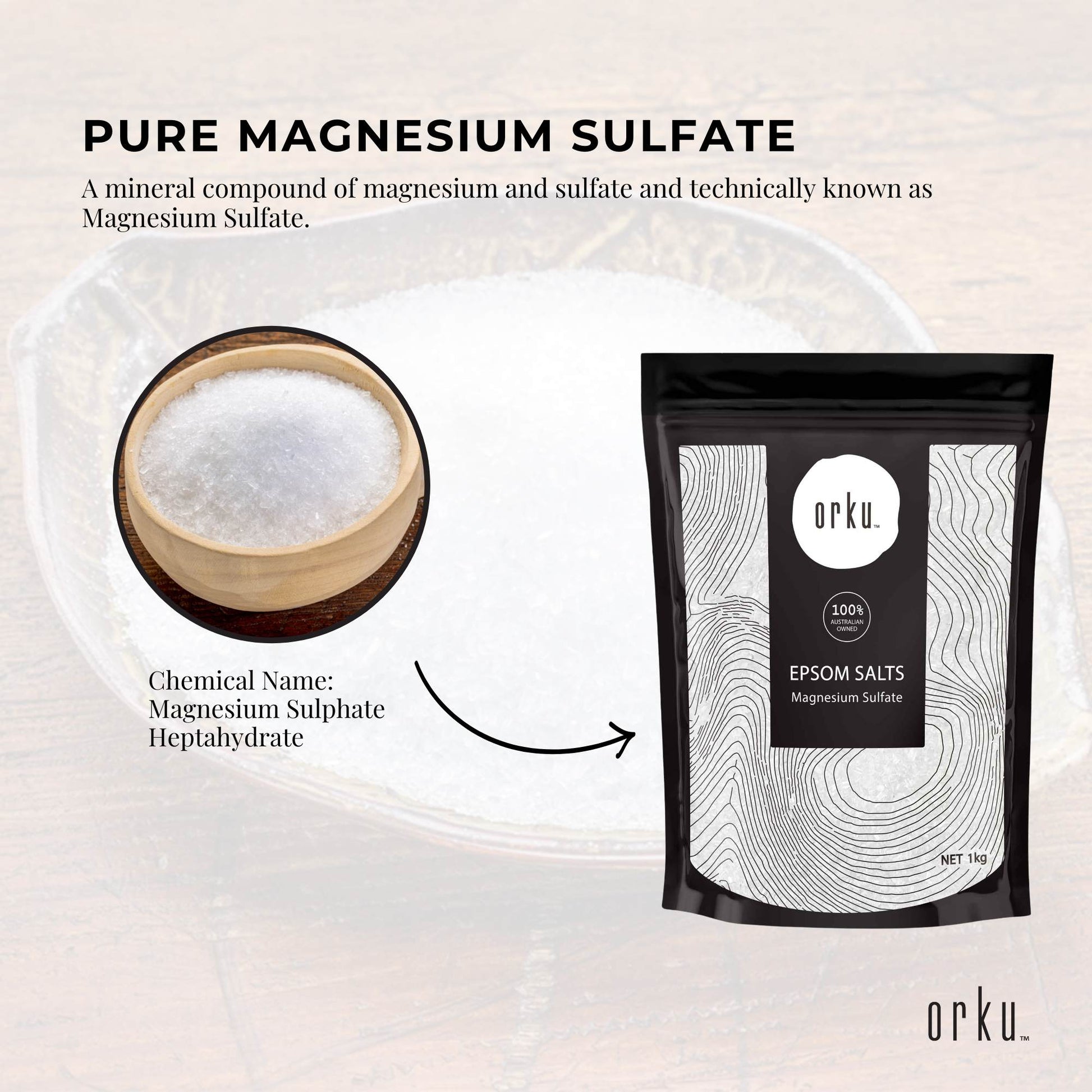 Orku 12 x 1Kg Epsom Salt Magnesium Sulphate Bath Salts Skin Body