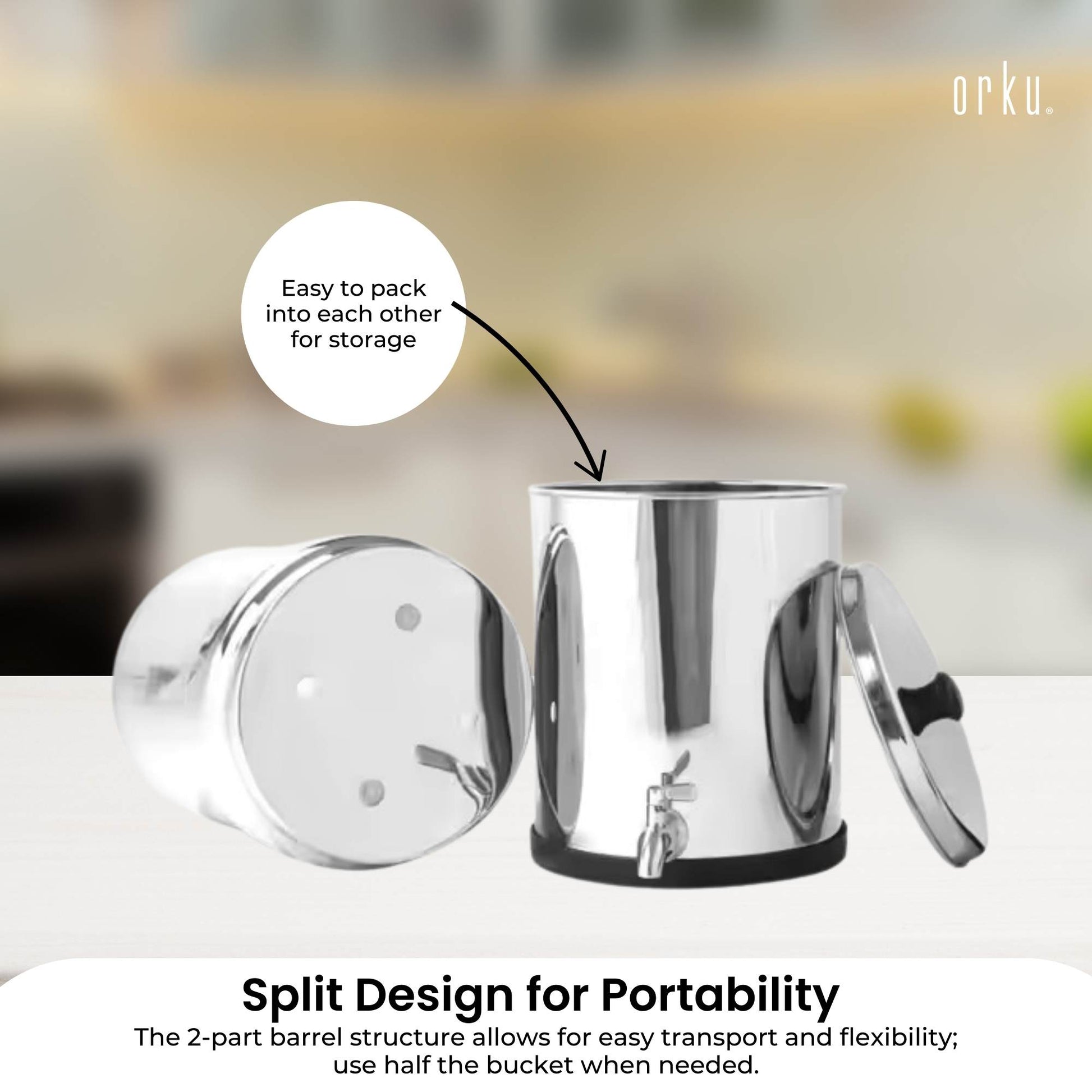 Orku 17L Gravity Benchtop Water Filter System - Stainless Steel