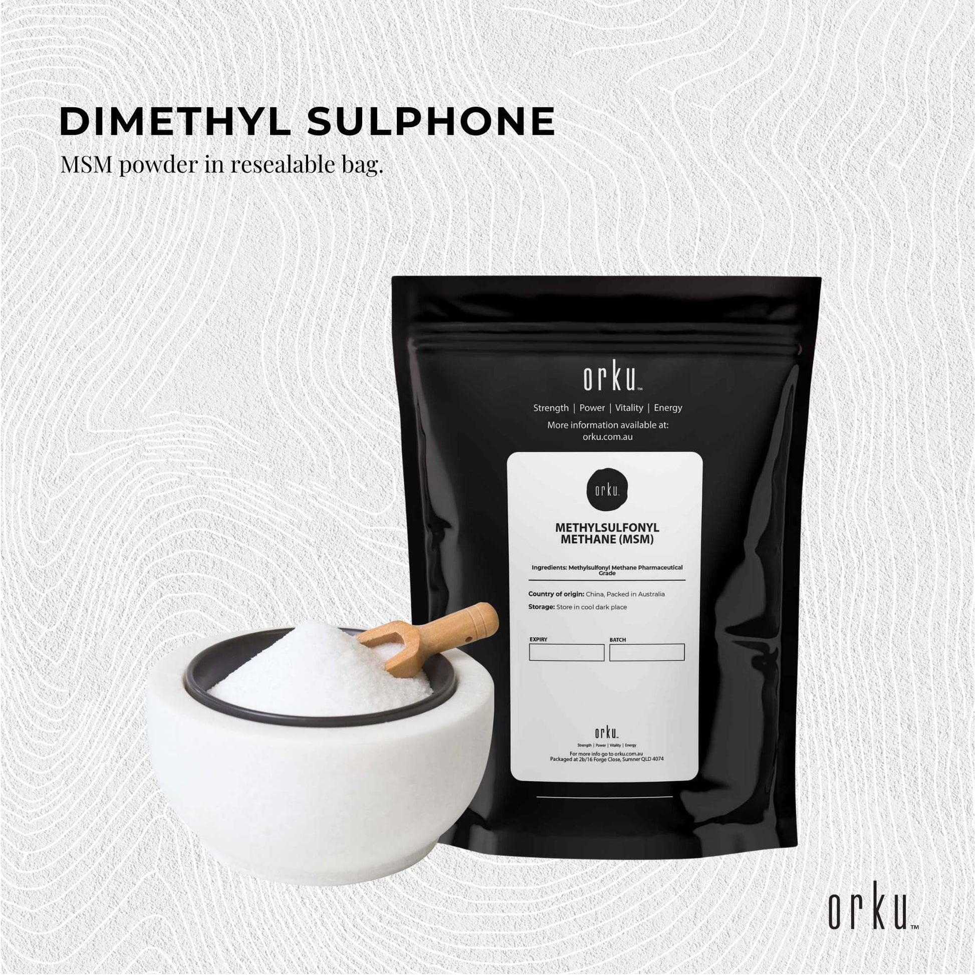 Orku 1Kg MSM Powder or Crystals - 99.9% Pure USP Grade Methylsulfonylmethane