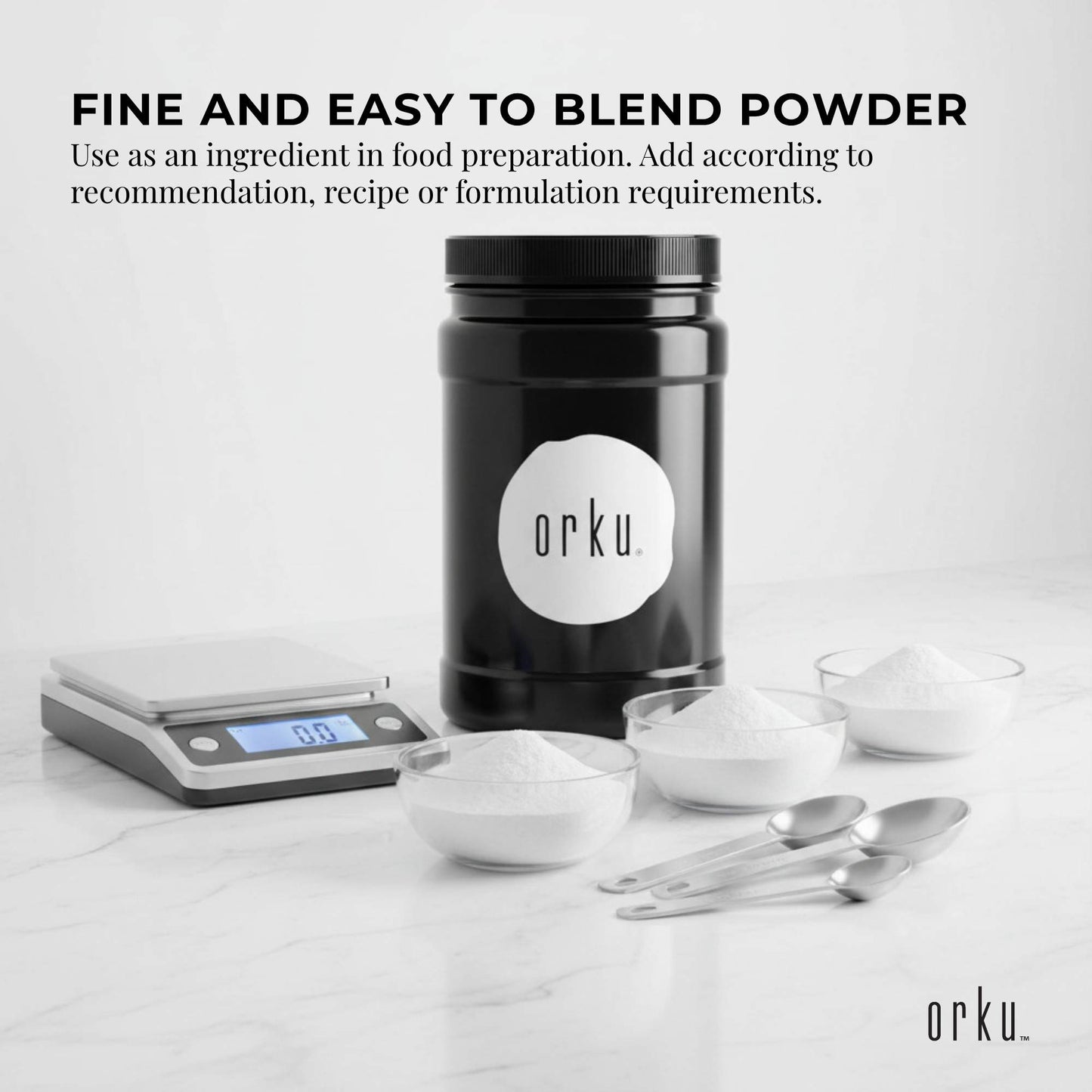 Orku 1Kg Magnesium Bisglycinate Powder Unflavoured Chelated Biglycinate - Jar