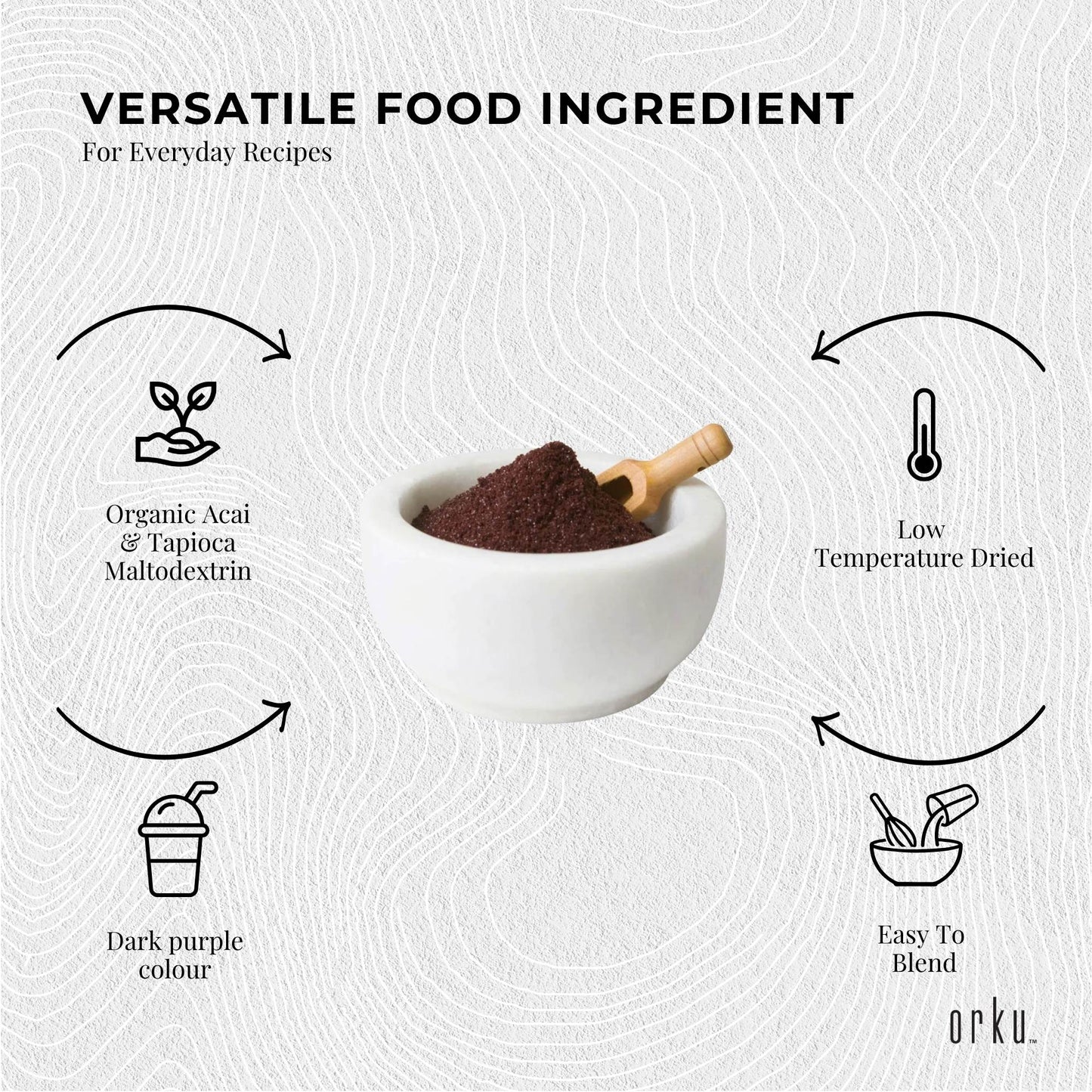 Orku Organic Acai Powder Brazilian Berry Smoothie Bowl Ingredient