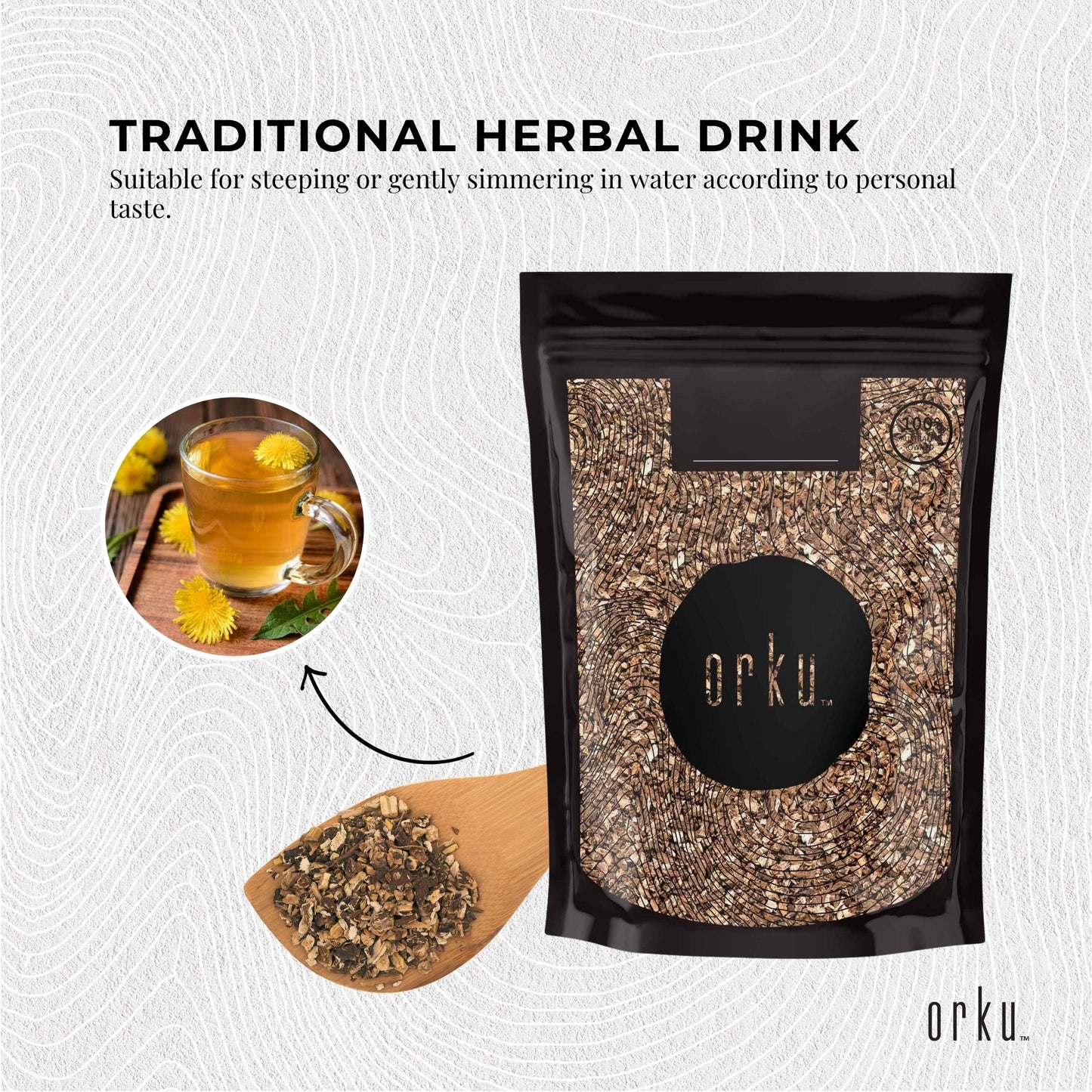 Orku 1Kg Organic Dandelion Root - Dried Raw Herbal Tea