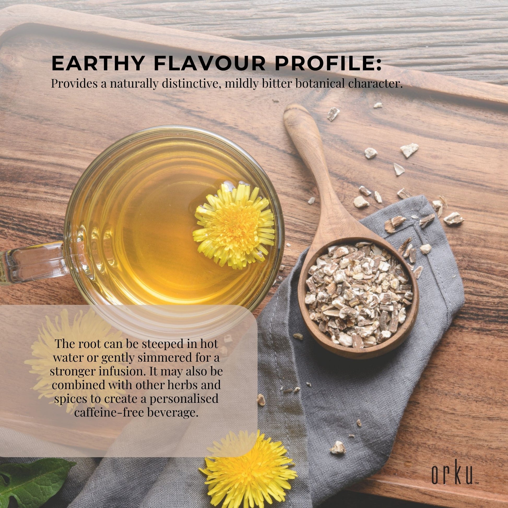 Orku 1Kg Organic Dandelion Root - Dried Raw Herbal Tea