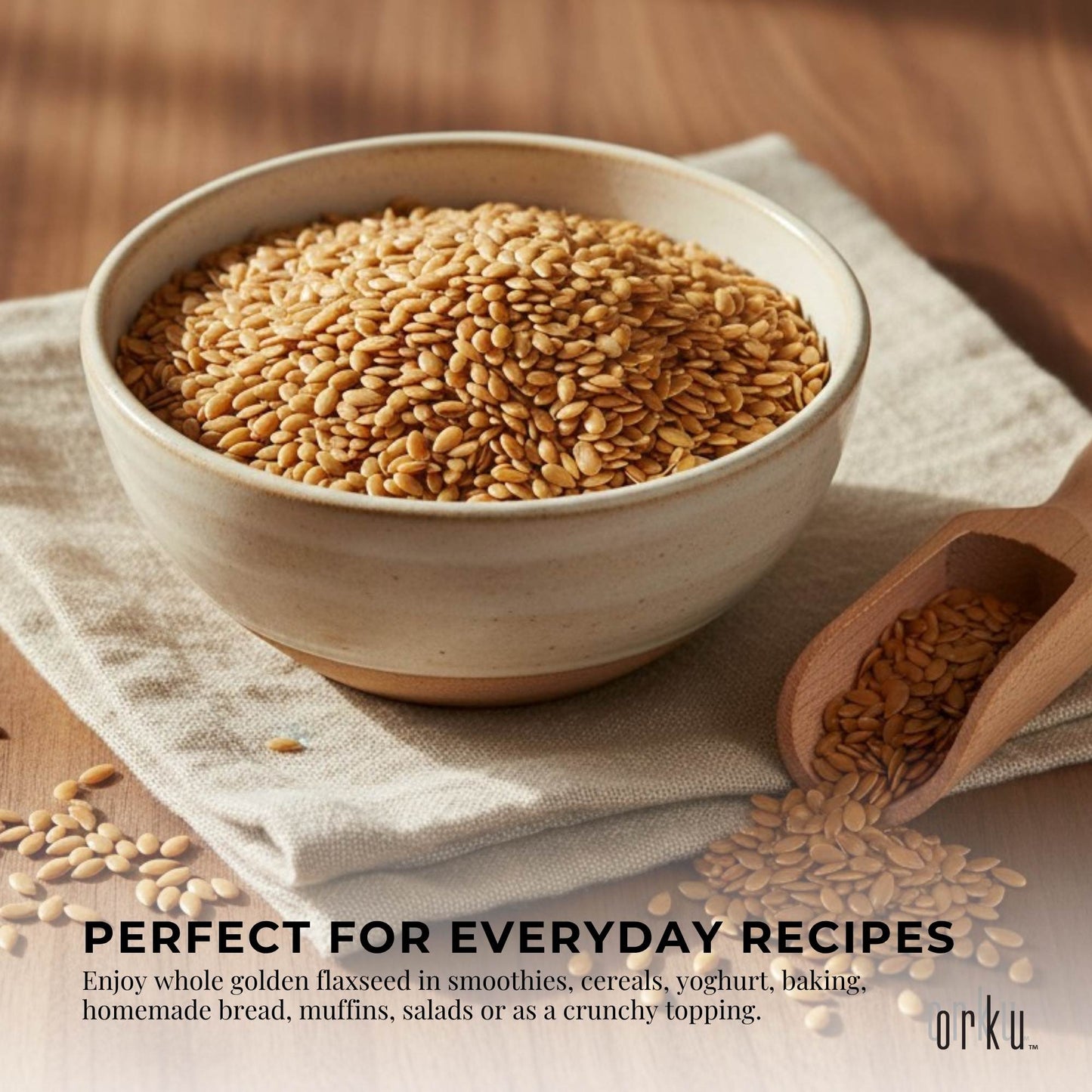 Orku 1Kg Organic Golden Linseed Flaxseed Whole Grain Non GMO