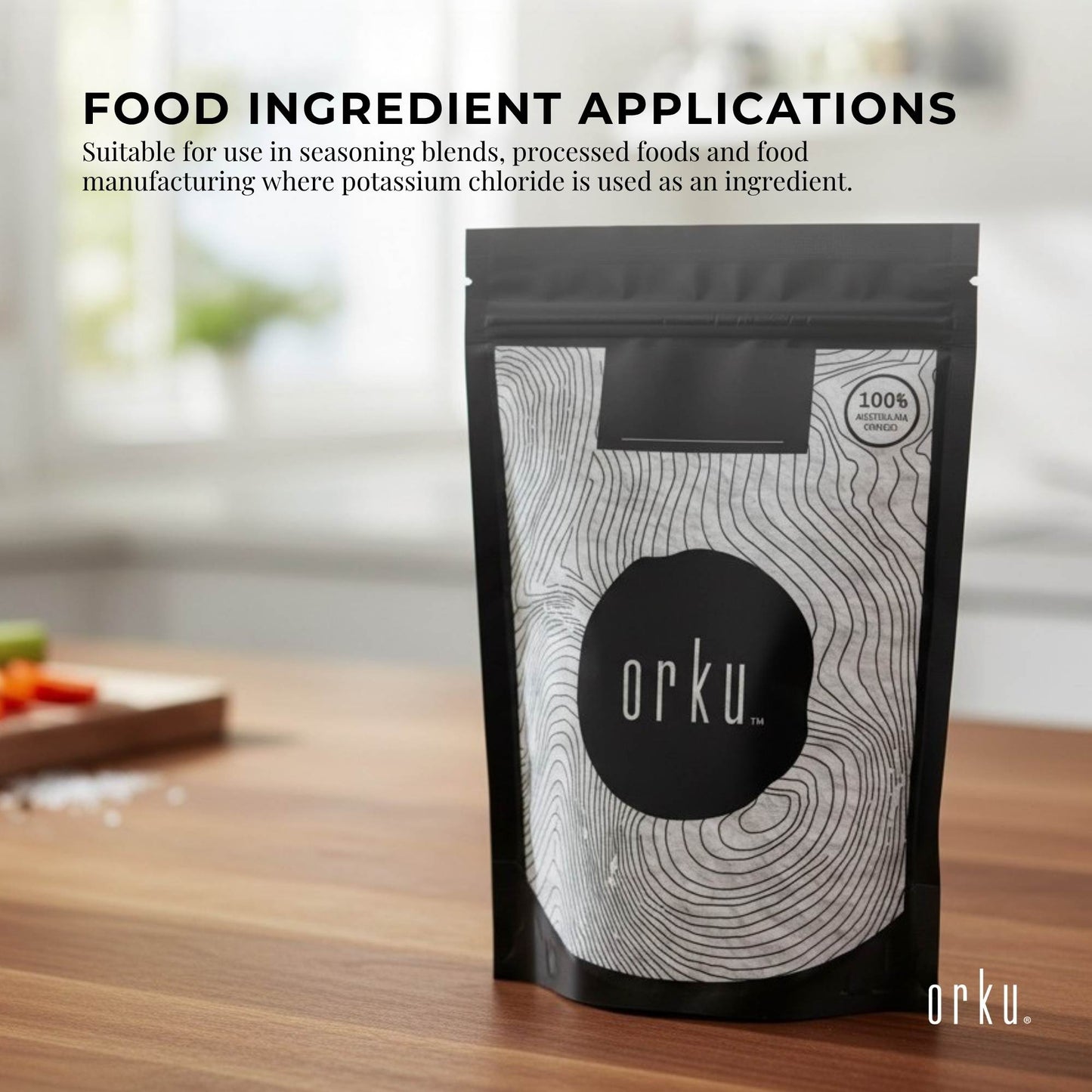 Orku 1Kg Potassium Chloride Powder (KCl) - Food Grade E508 Salt Substitute