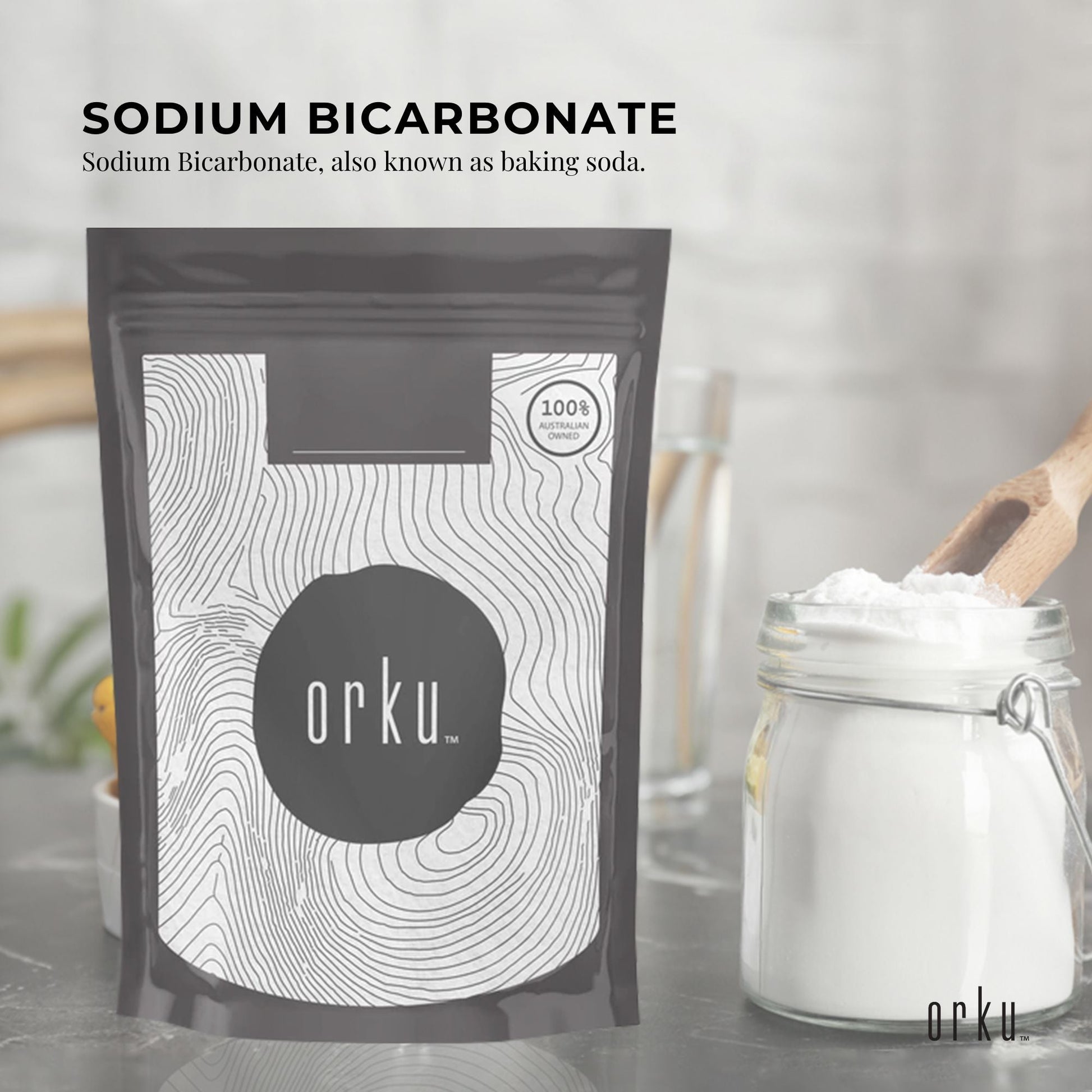 Orku 1Kg Sodium Bicarbonate Food Grade Baking Soda Aluminium Free Powder