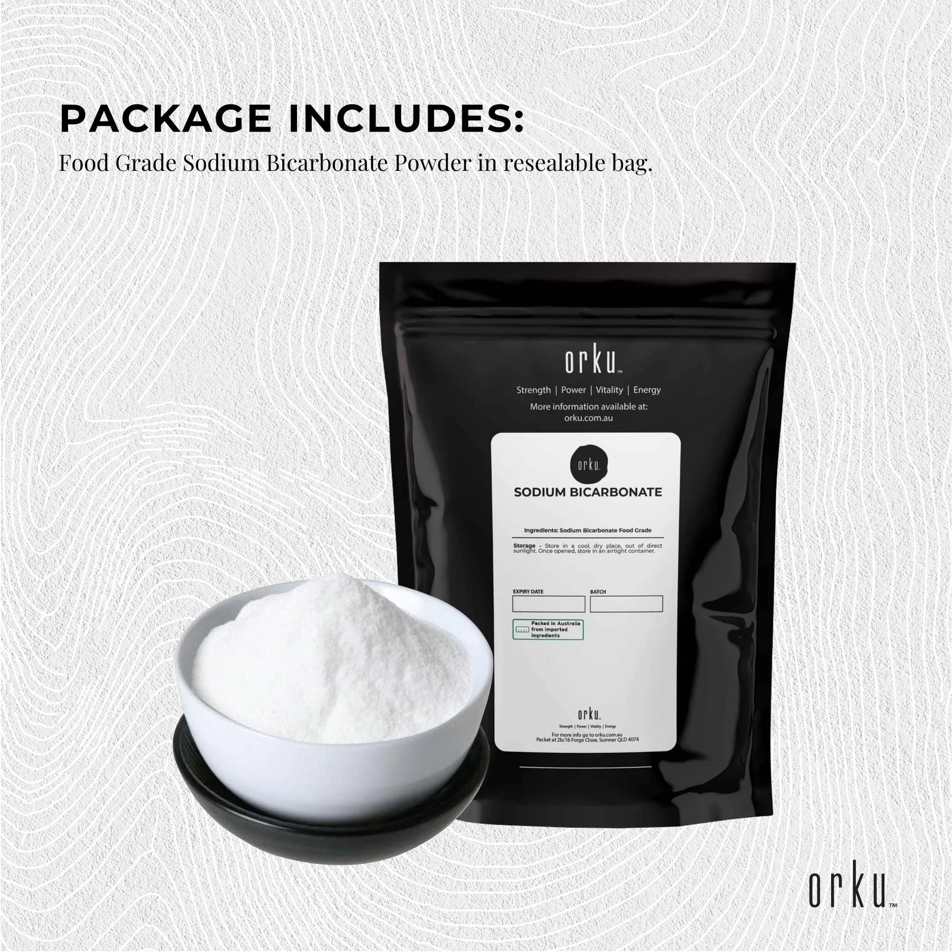 Orku 1Kg Sodium Bicarbonate Food Grade Baking Soda Aluminium Free Powder
