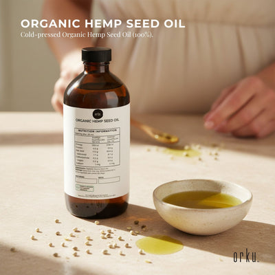 Orku 1L Organic Hemp Seed Oil - Cold Pressed Food Grade Oils
