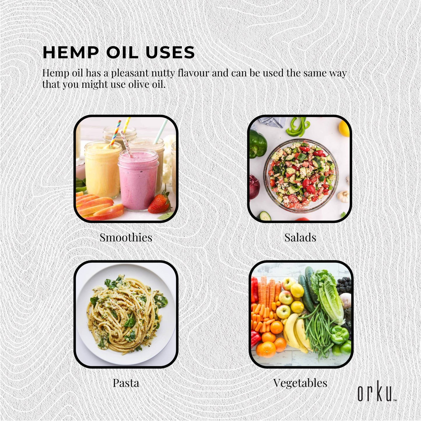 Orku 1L Organic Hemp Seed Oil - Cold Pressed Food Grade Oils