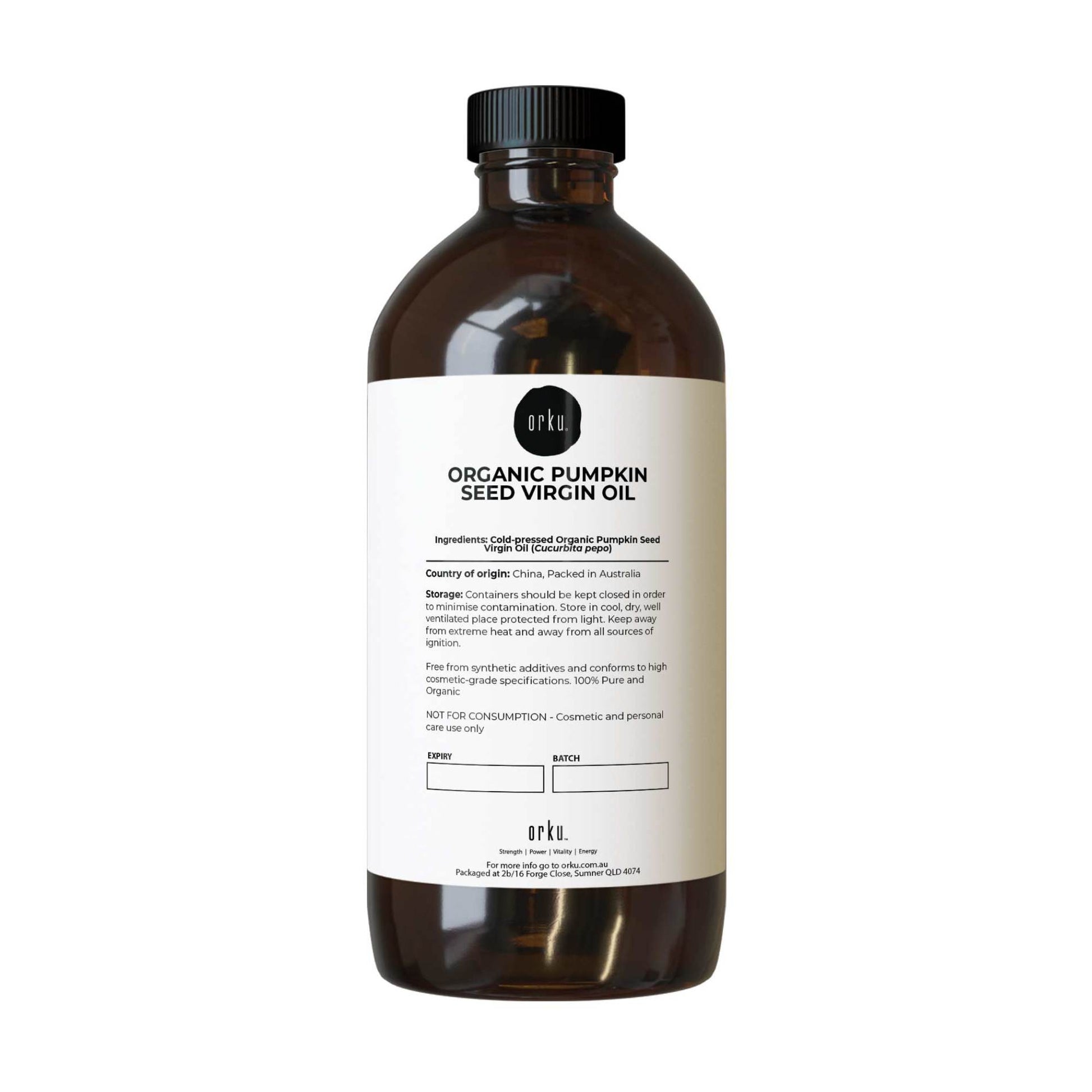 Orku 1L Organic Pumpkin Seed Virgin Oil Cold Pressed Cosmetic Grade