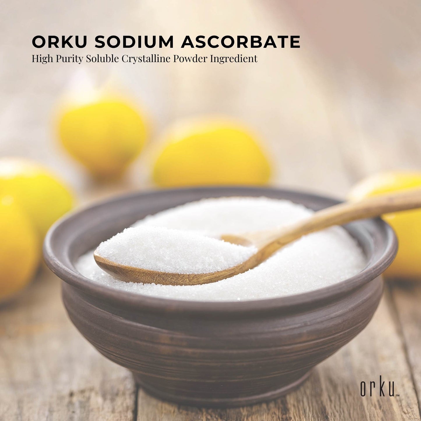 Orku 1.2Kg Sodium Ascorbate Tub - High Purity Soluble Crystalline Powder