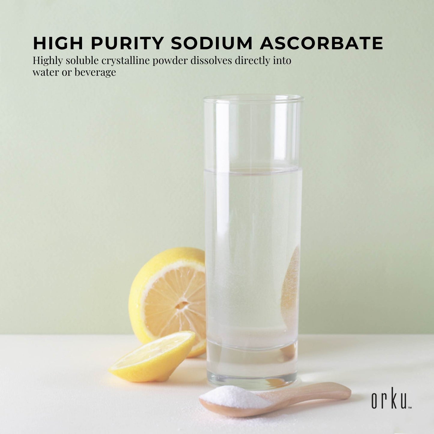 Orku 1.2Kg Sodium Ascorbate Tub - High Purity Soluble Crystalline Powder