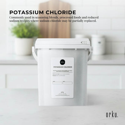 Orku 1.3Kg Potassium Chloride Powder (KCl) Tub - Food Grade E508 Salt Substitute