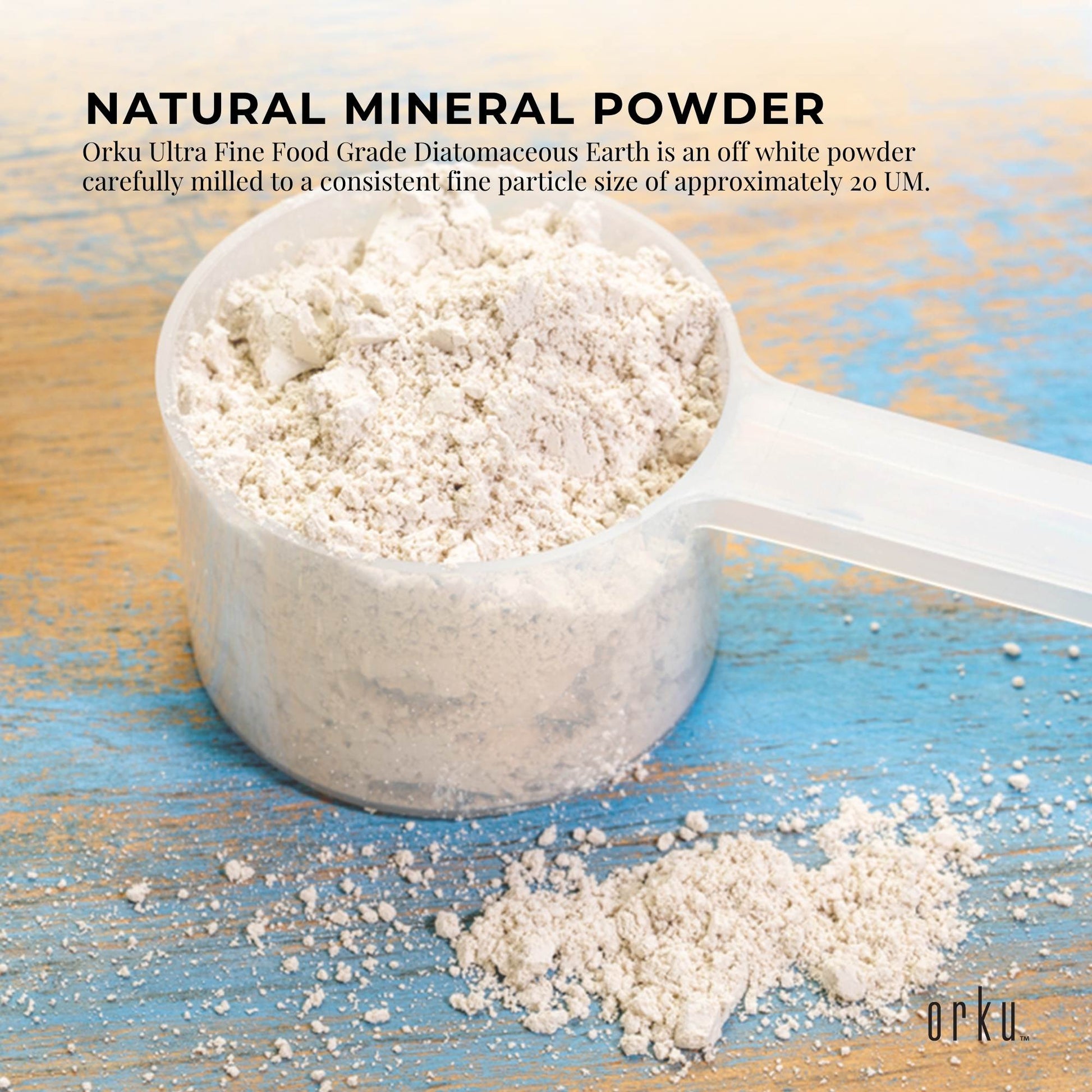 Orku 1.4Kg Fine Diatomaceous Earth Tub - Food Grade Fossil Shell Flour Powder