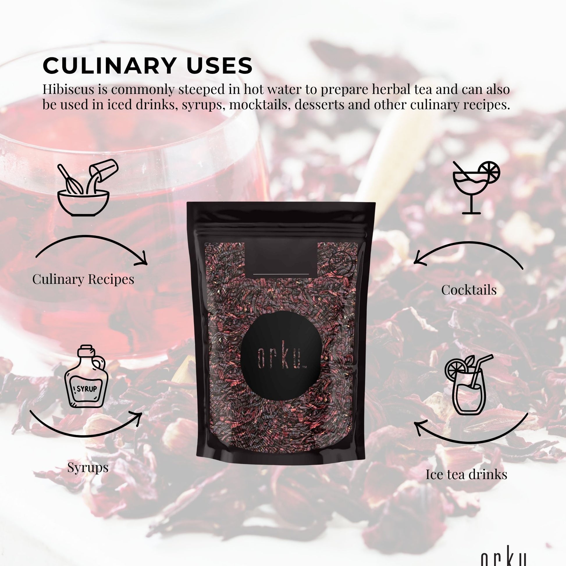 Orku 1kg Organic Hibiscus Rosella Flower Crushed Dried Herbal Tea
