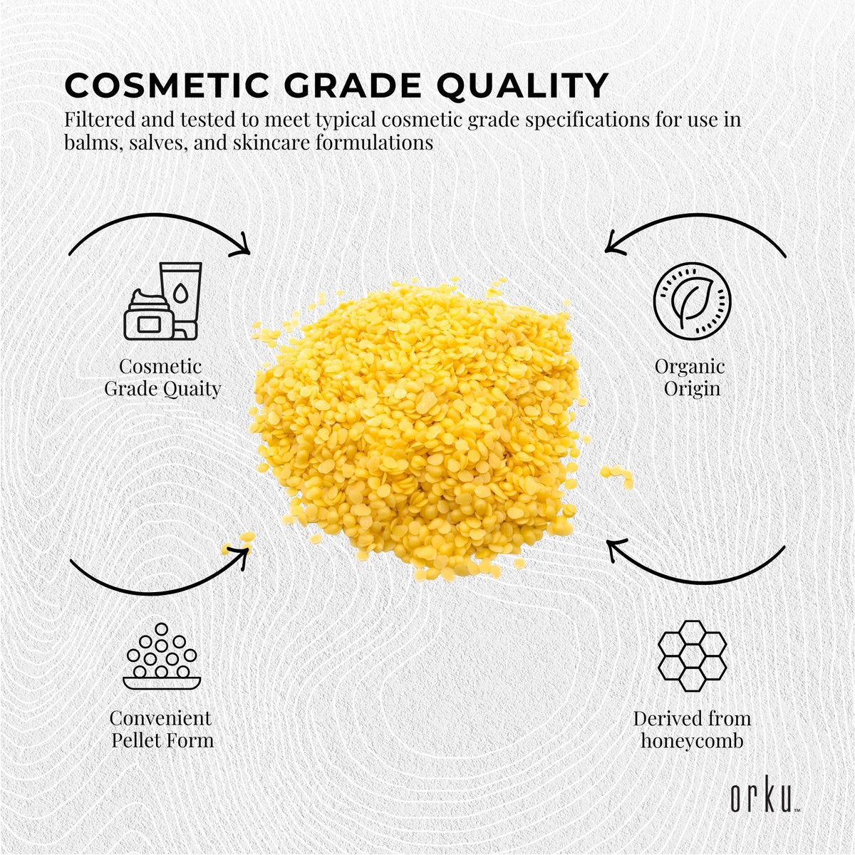 Orku 20Kg Organic Beeswax Pellets Yellow - Cosmetic Grade Bees Wax Pastilles Bulk