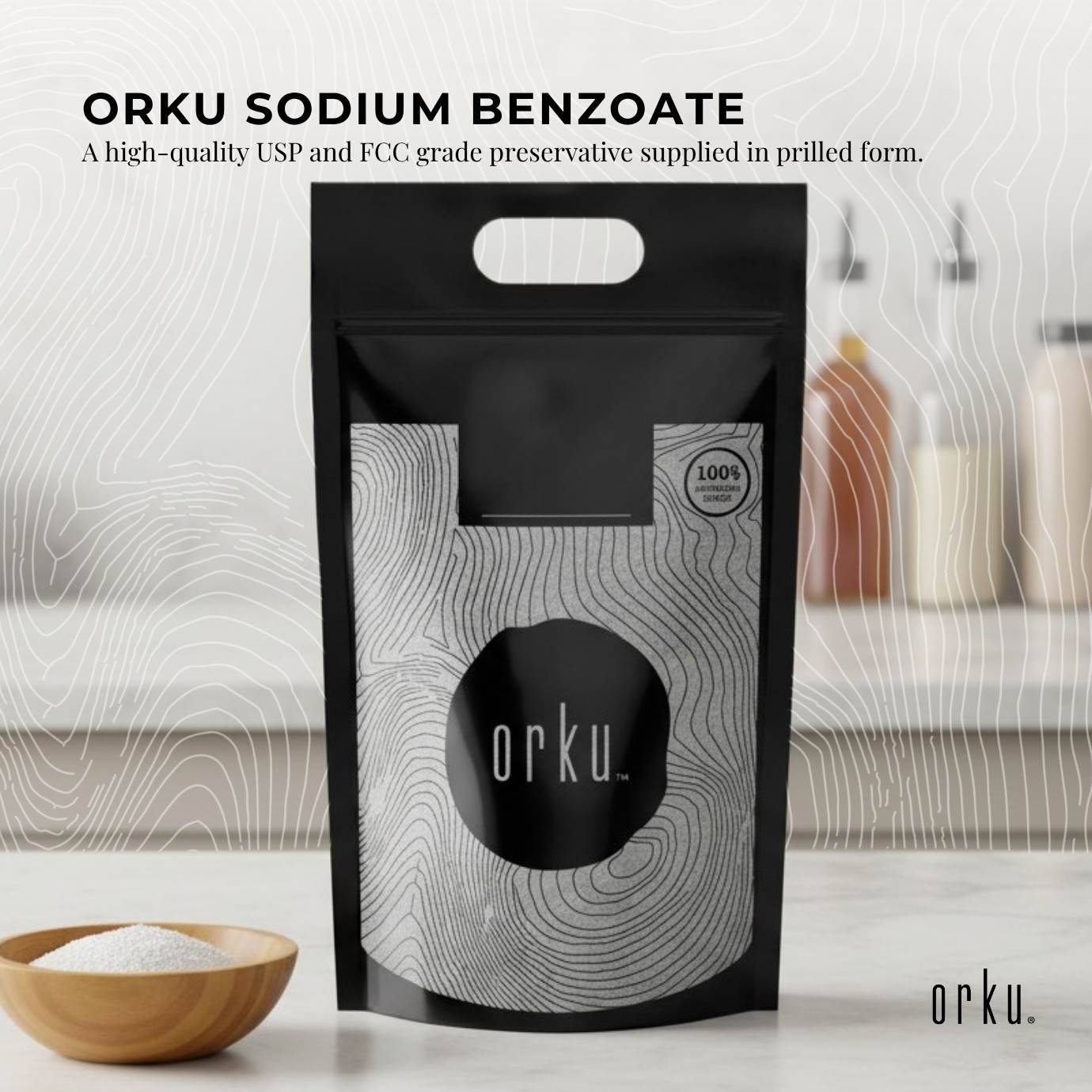 Orku 20Kg Sodium Benzoate USP/FCC Grade Prills – E211 Preservative CAS 532-32-1