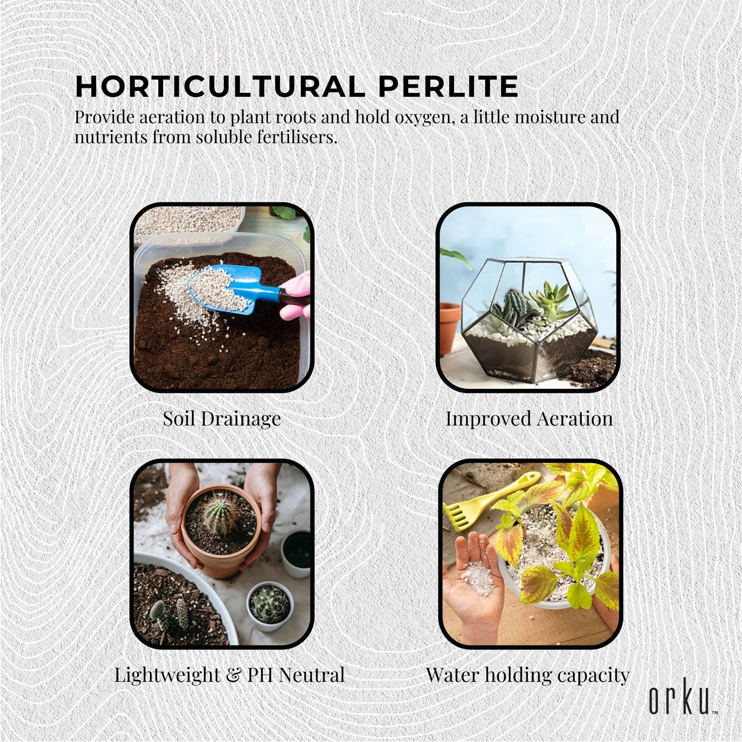 Orku 20L Perlite Coarse Premium Soil Expanded Medium Plants Hydroponics