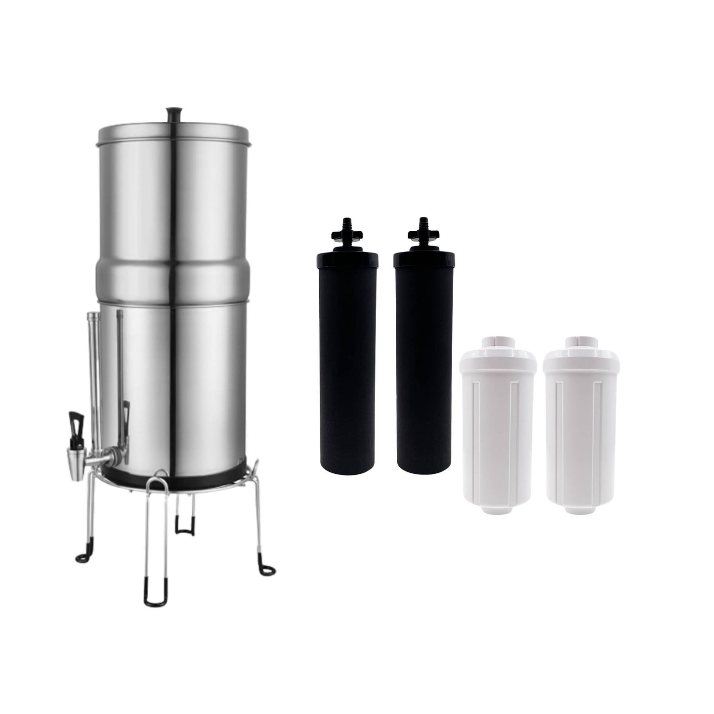 Orku 23L Gravity Benchtop Water Filter System with Gauge - Stainless Steel
