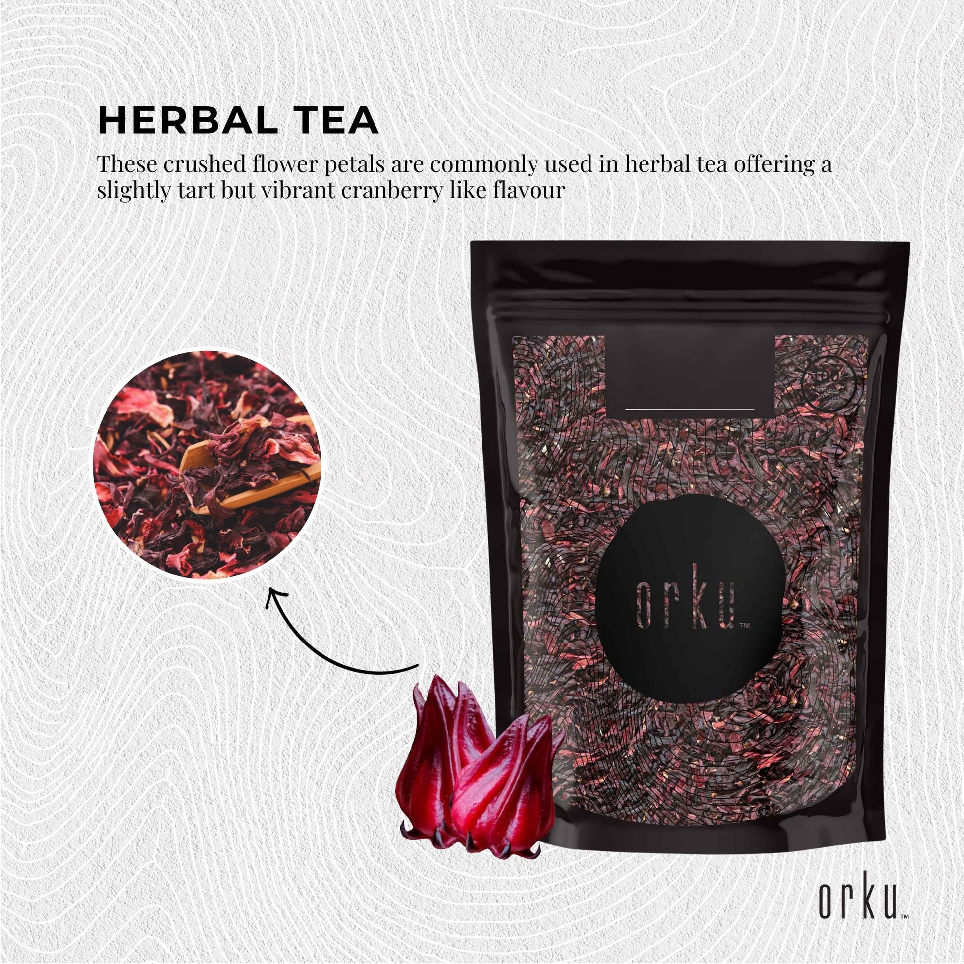 Orku 250g Organic Hibiscus Rosella Flower Crushed Dried Herbal Tea