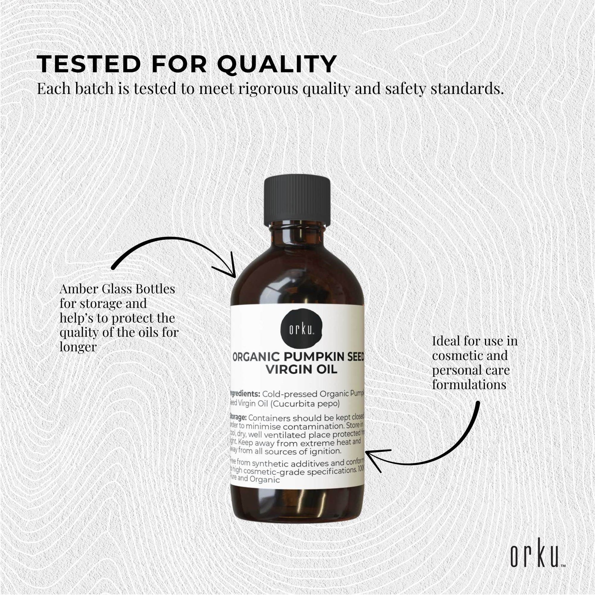 Orku 250ml Organic Pumpkin Seed Virgin Oil Cold Pressed Cosmetic Grade